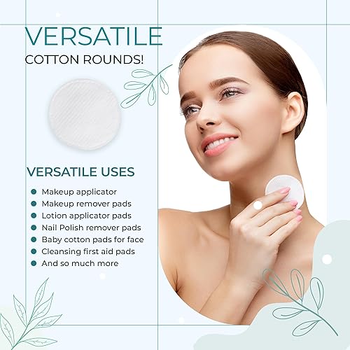 Miniatura 6 de 400 rondas de algodón con soporte acrílico, algodón turco de alta calidad, removedor de maquillaje 100% natural, dispensador transparente con ribete