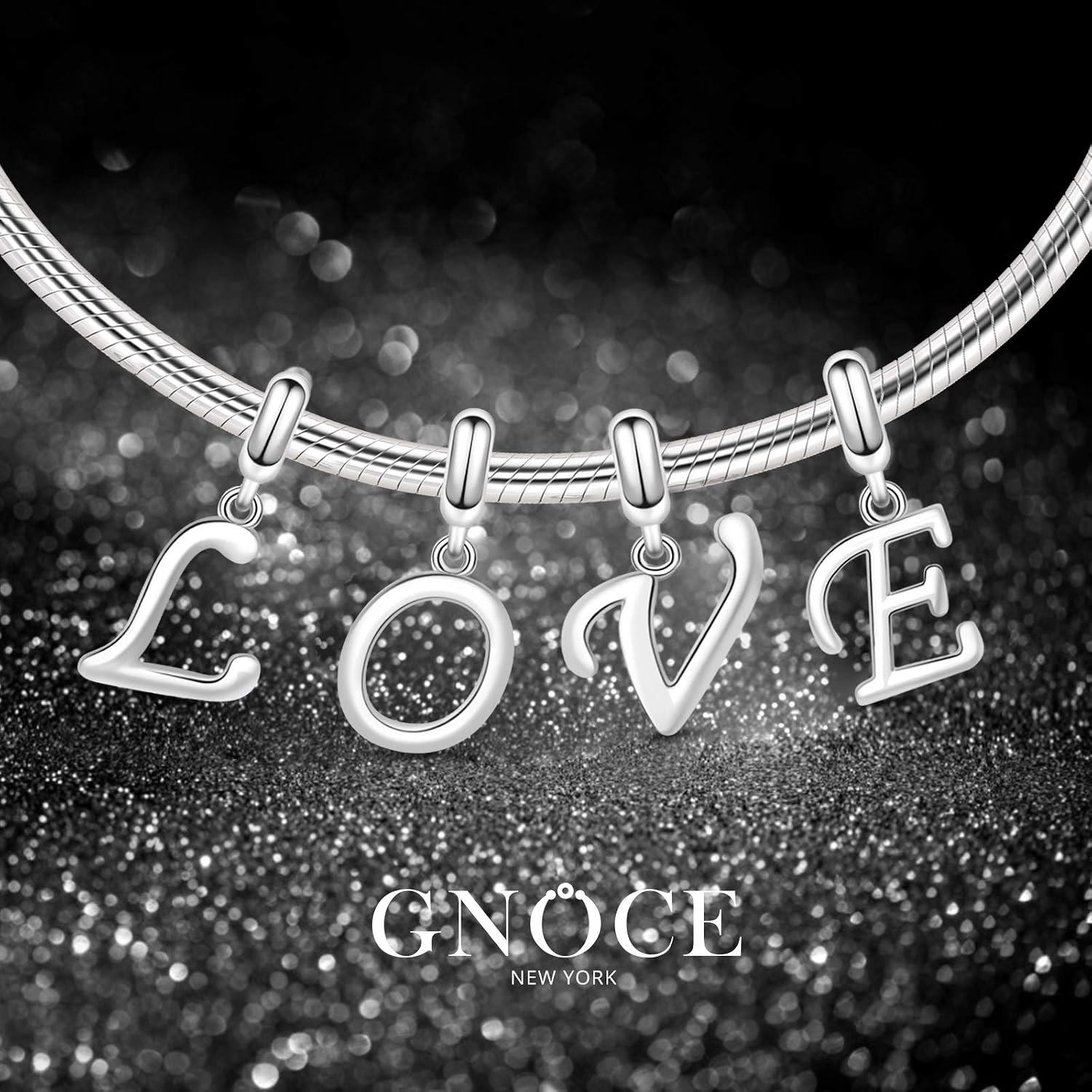 GNOCE Sterling Silver Letter A-Z Pendant - Dangling Charm for Bracelet or Necklace