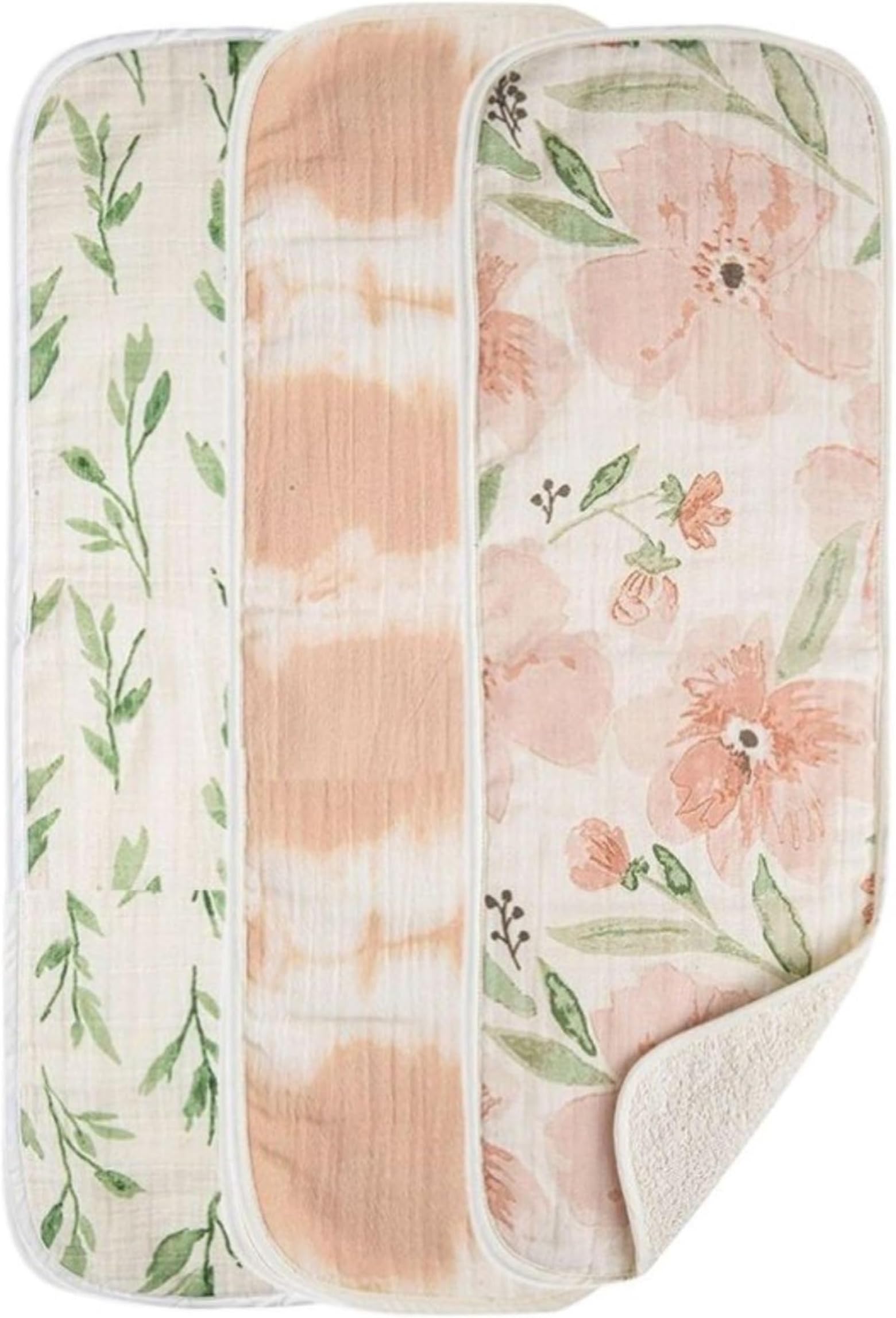 Crane Baby Muslin Baby Burp Cloths, Lightweight Absorbent Burp Cloth, Pink Floral, Set of 3, 7โ x 20โ, Newborn Baby Essentials, Burp Cloths Baby Boy, Burp Cloths Baby Girl, Baby Newborn Essentials