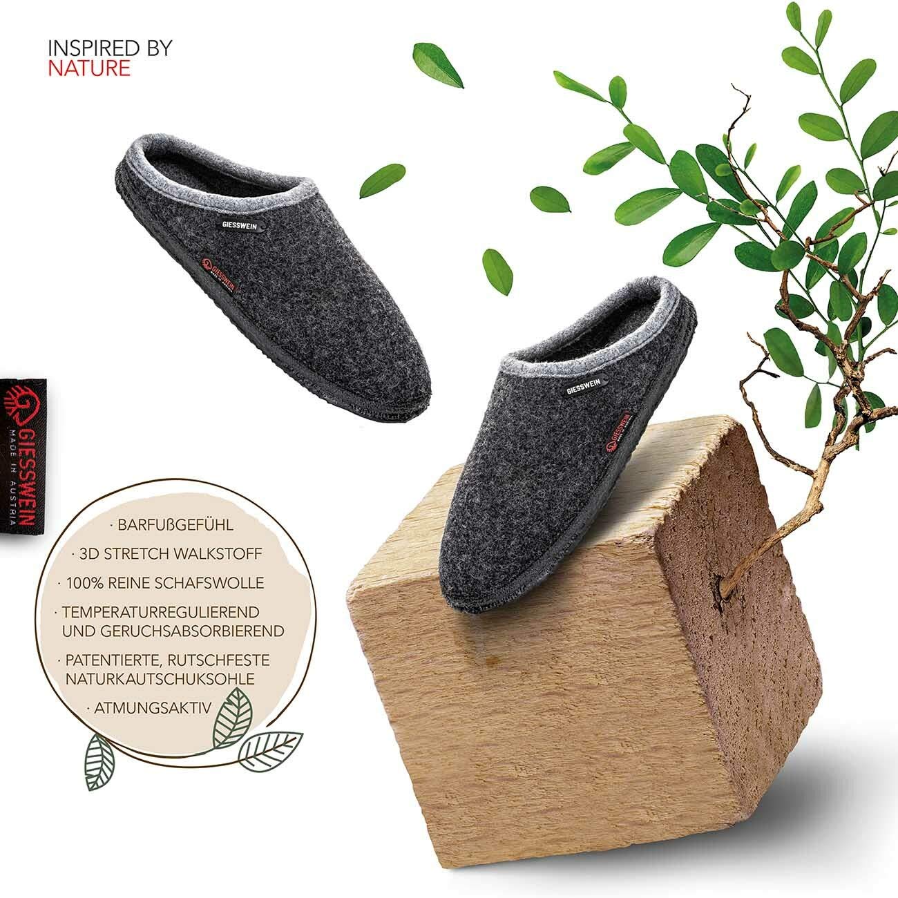 Giesswein Hausschuhe Dannheim - Warme Filz-Pantoffeln für Damen & Herren, Rutschfeste Pantoletten, Unisex Slippers aus Wolle‌