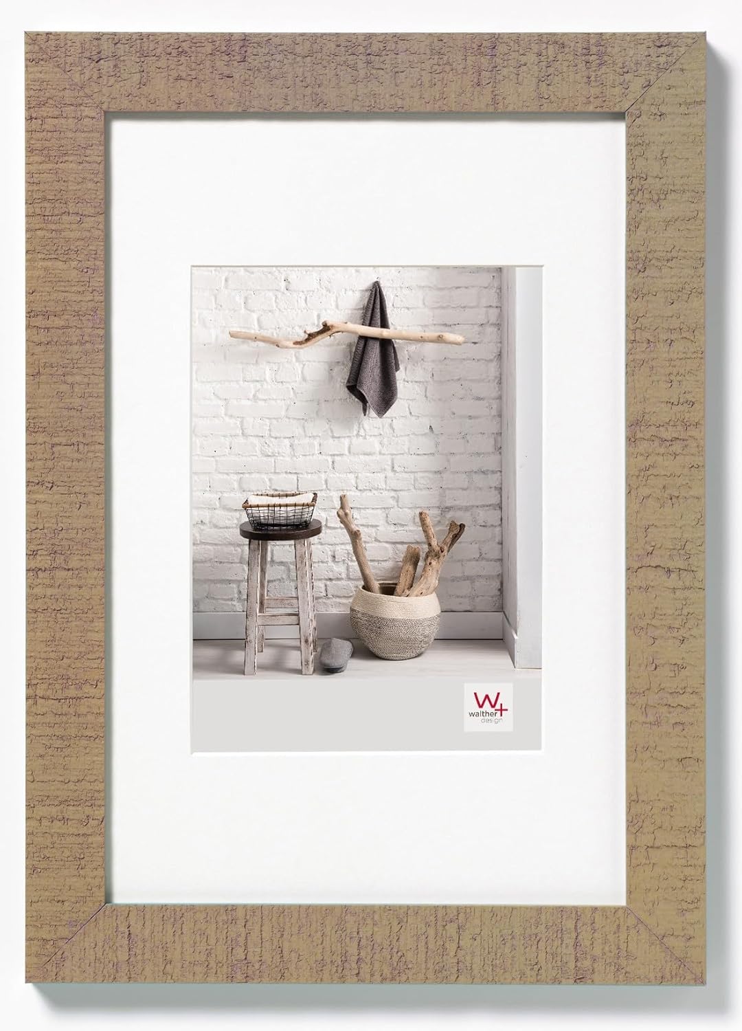 walther design Picture Frame Beige 10 x 15 cm with PassepArtout, Home Wooden Frame HO015C