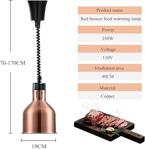 Miniatura 5 de JIAWANSHUN Lámpara de calor de alimentos de 7.480 in Calentador de alimentos Lámpara calentador de alimentos 250 W Bombilla comercial Calentador