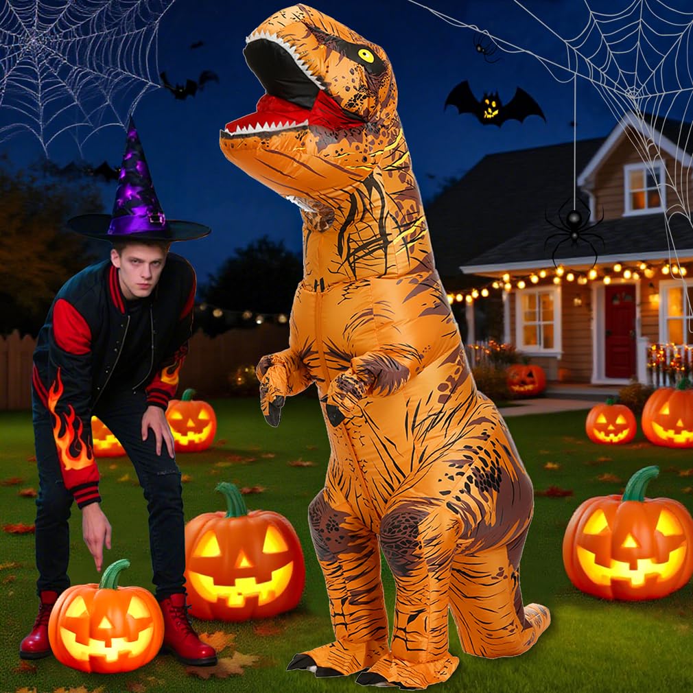 JASHKE Costume da Dinosauro Gonfiabile per Adulto Costume Gonfiabile T-Rex Costumi di Carnevale di Halloween per Adulti