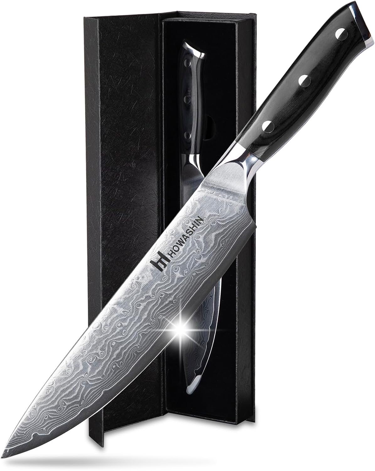 Super Sharp Fillet Knife, German High Carbon Stainless Steel boning Knives, Professional Boning Knives for Meat Poultry Chicken, Pakkawood Handle with Gift Box (8" Chef knife)