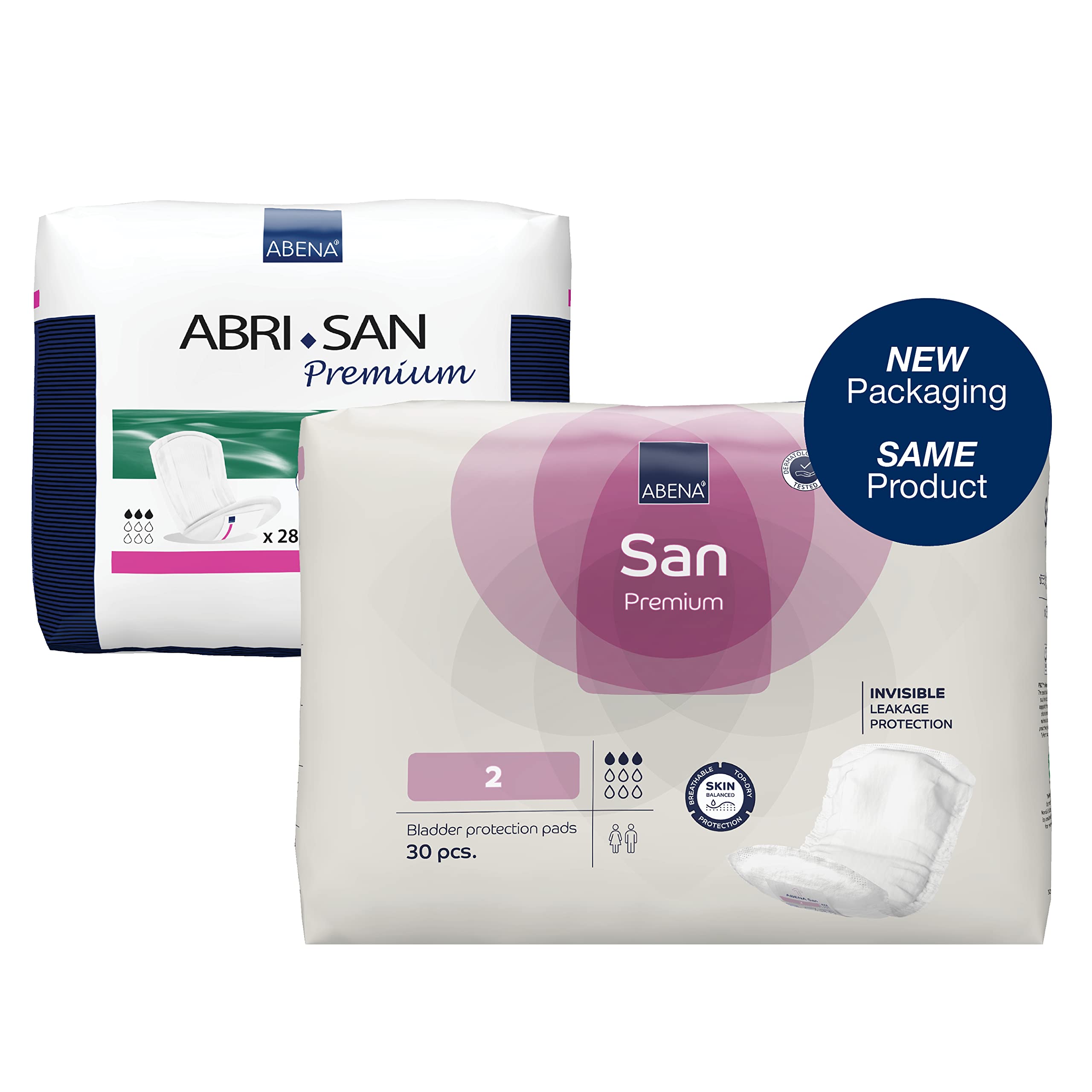 Abena San Premium - Assorbenti per incontinenza, assorbenza leggera (misure da 1 a 3A), taglia 2, confezione da 8, 240 pezzi in totale