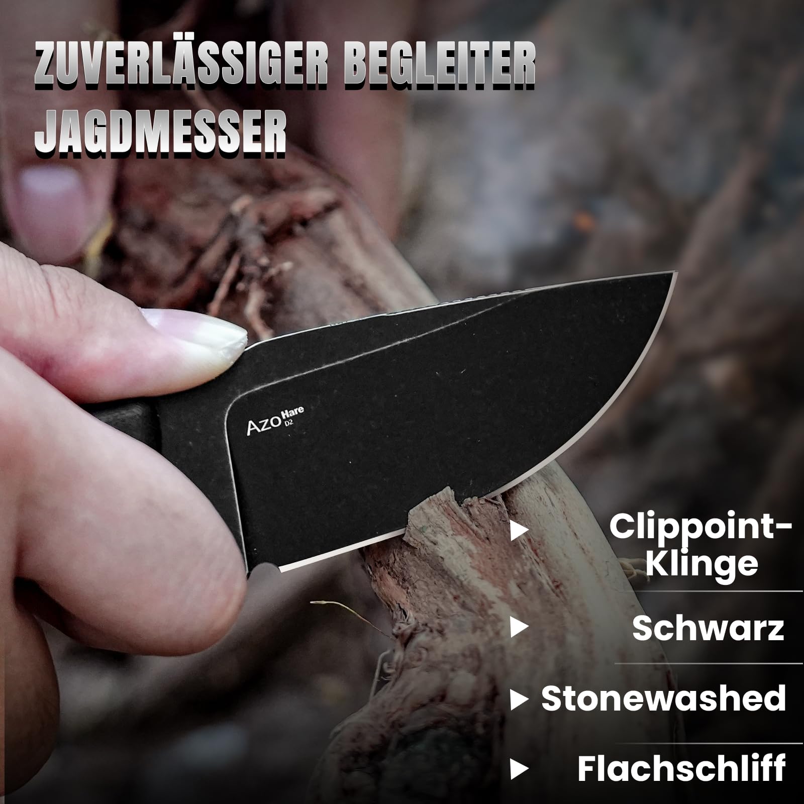 Kizer Hare Neck Knife EDC Messer mit D2 Klinge und G10 Griff, 1077M1 | 8cm Clip Point Klinge mit Schwarzem Griff, Kleine Outdoor Bushcraft Camping Survival Messer mit Scheide für Männer Frauen