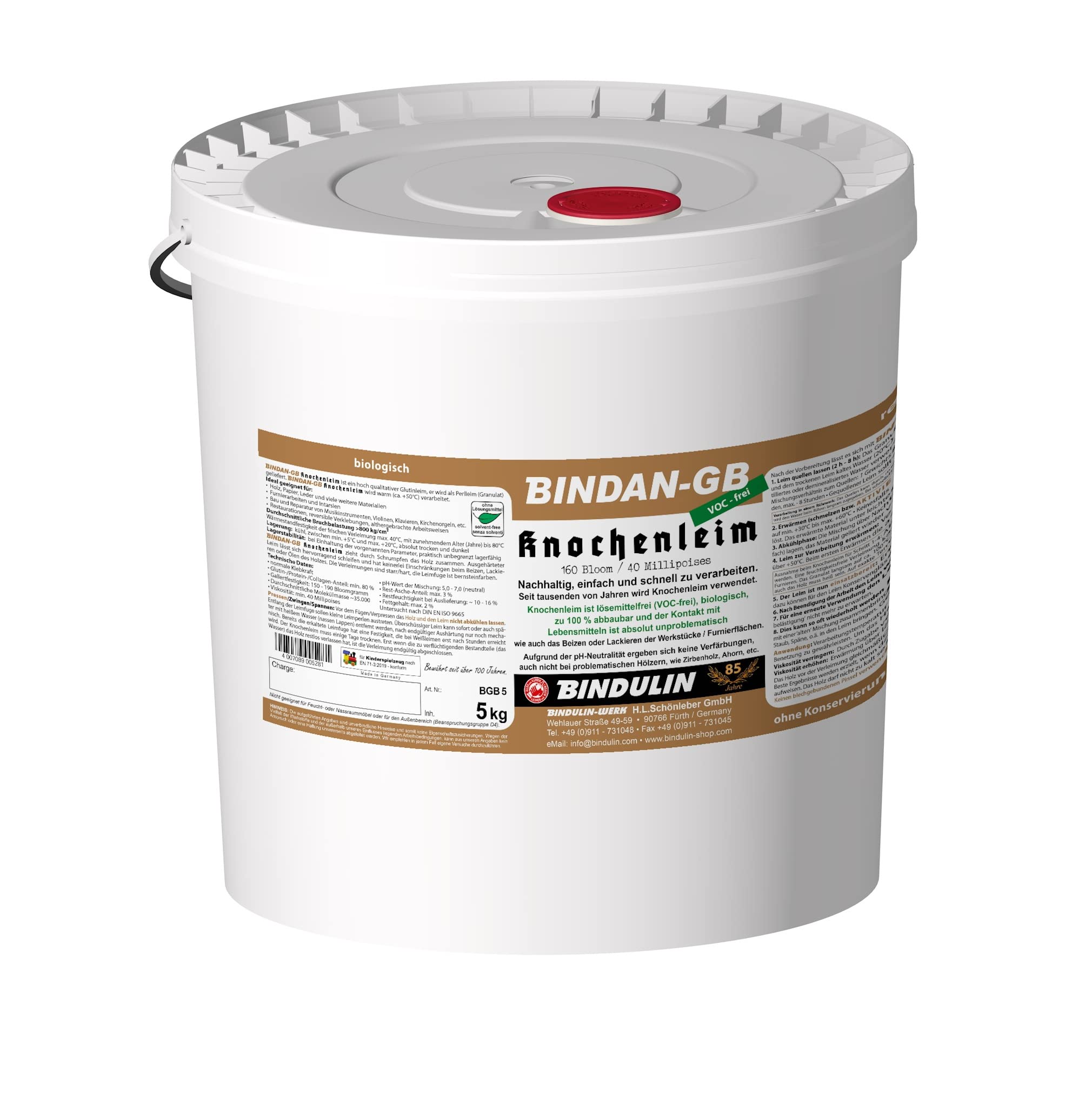 Holzleim Bindan Knochenleim Glutinleim 100 g biologisch, zu 100% abbaubar ohne Konservierungsmittel inkl. Leimpsachtel und Pinsel von E-Com24 (Knochenleim 5 kg)