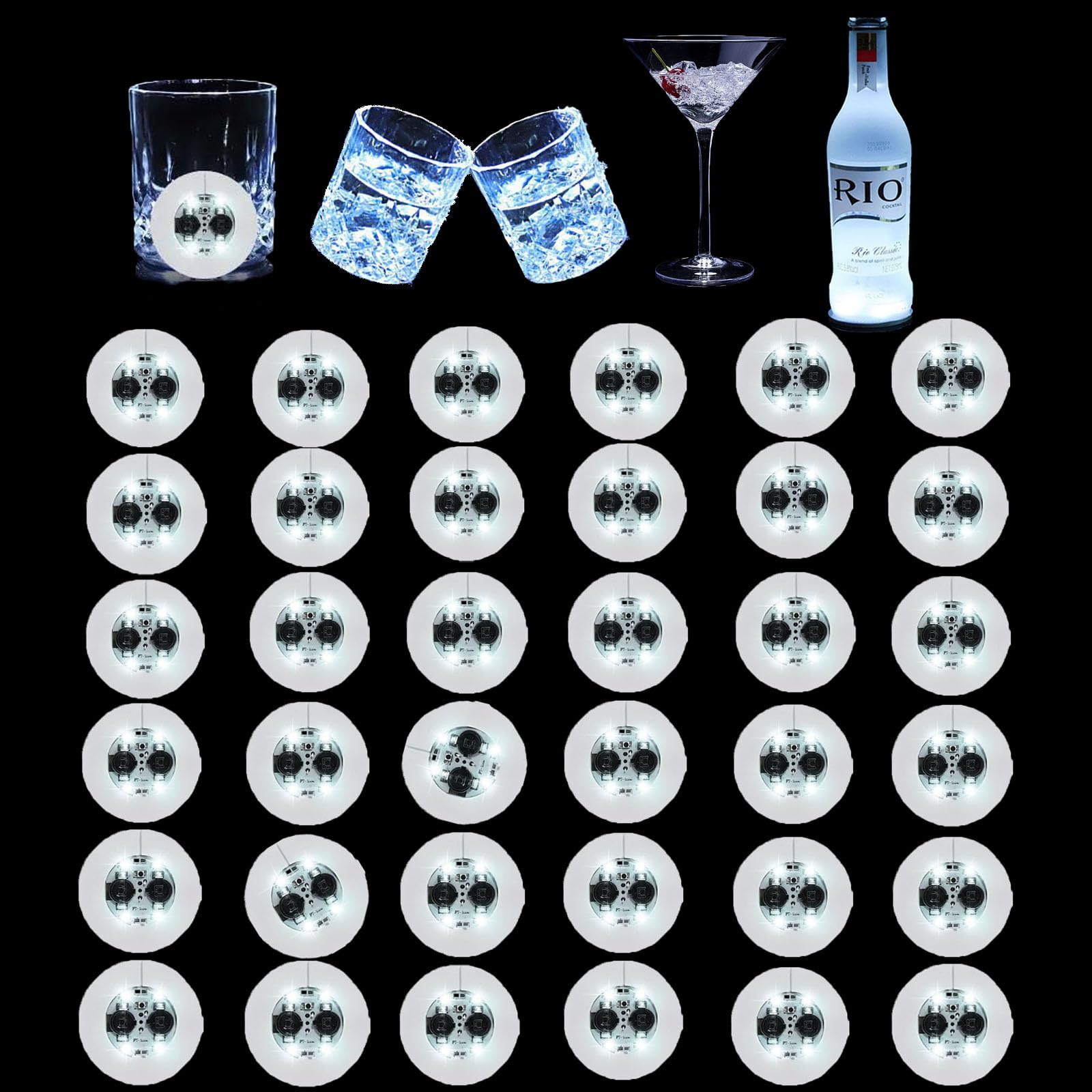Dessous de verre clignotants pour soirées et bouteilles de vin