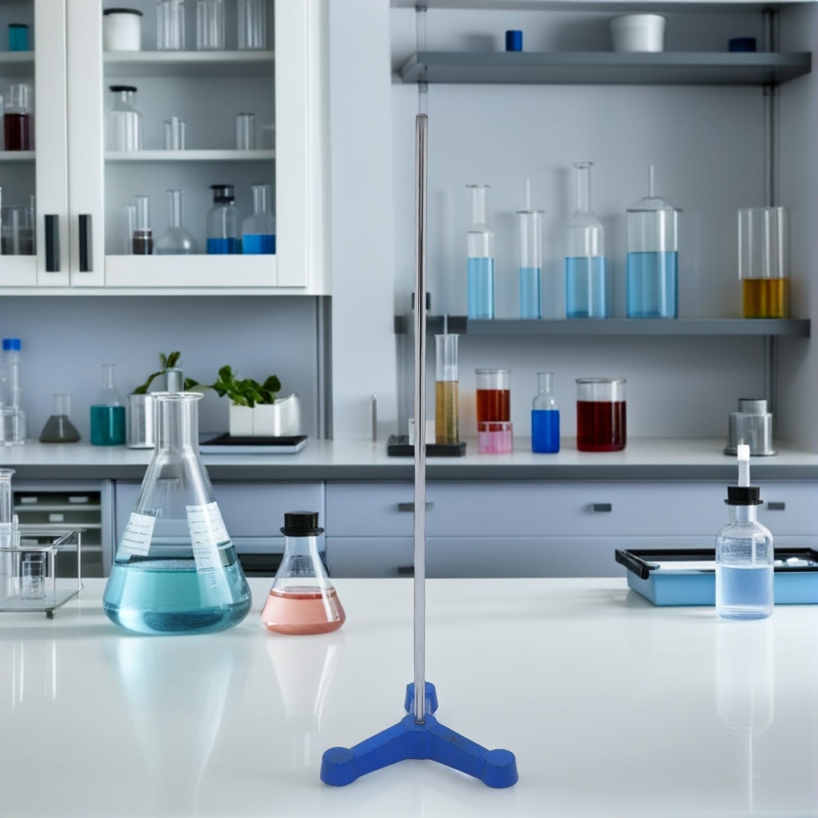 STOBAZA Laborständer und Platzsparendem Design mit Stabilem Dreibeinfuß aus Eisen für Laborgeräte und Bechergläser in Chemielaboren und Laboranwendungen