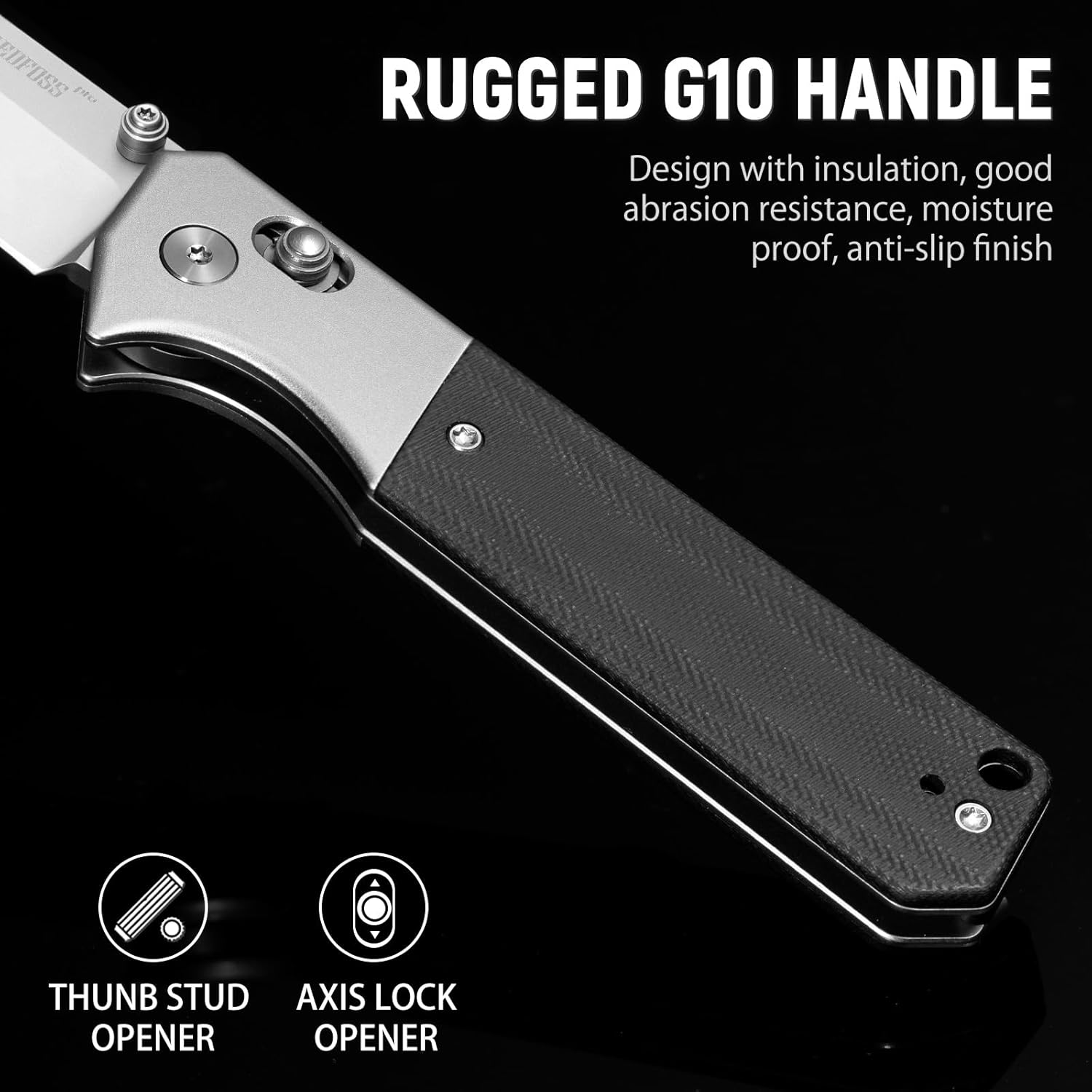 NedFoss BEAST Pocket Knife, 3.48" 14C28N Steel Axis Lock Knife with Reversible Deep-Carry Pocket Clip, G10 Handle, Lightweight EDC Knife Camping Gifts for Men Women