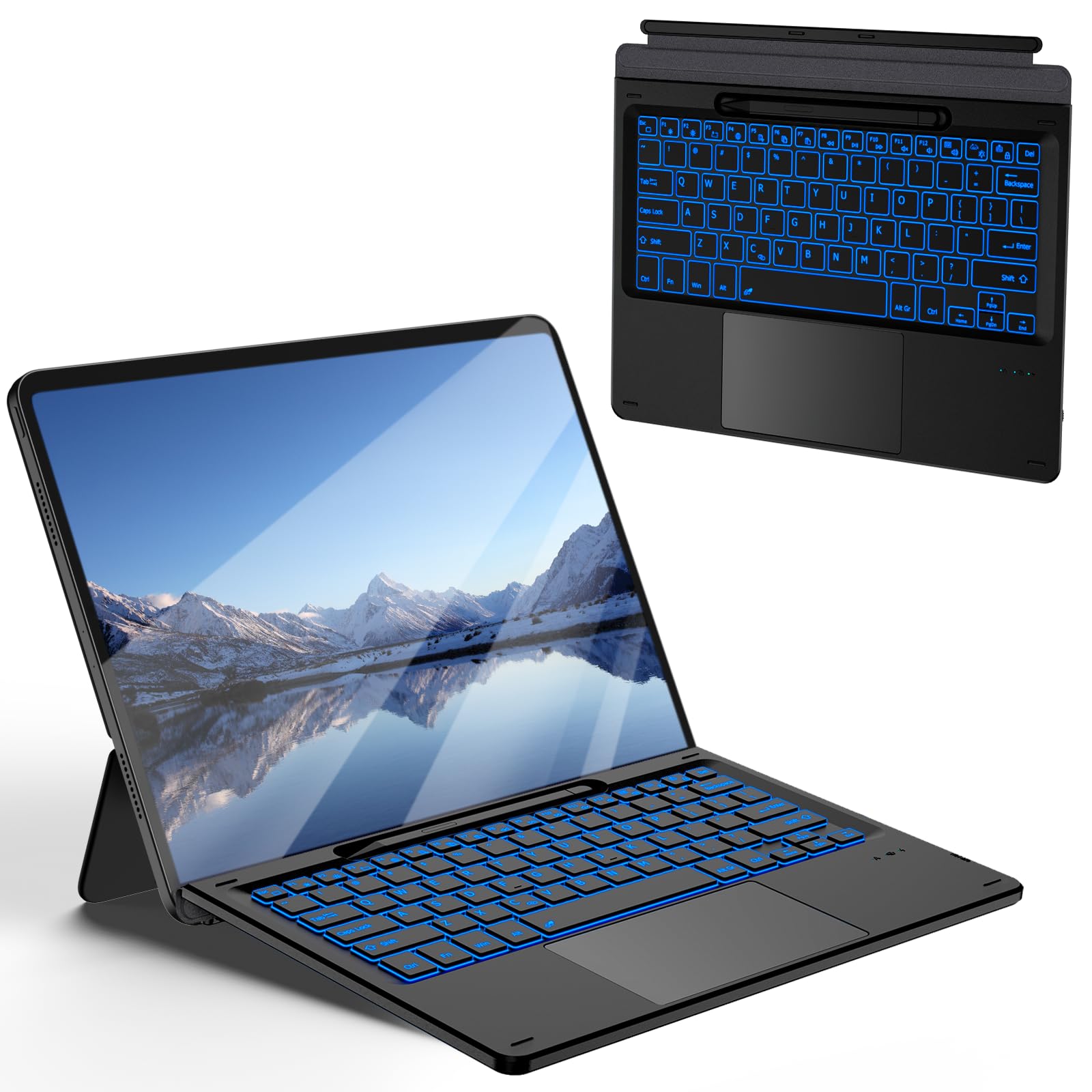 Surface Pro Keyboard Replacement for Pro 11/10/9/8/X 13, Type-C Rechargeable Type Cover, Detachable Wireless Bluetooth Keyboard with Multi-Touch Trackpad, 7 Colors Backlit, Pen Holder-image-42