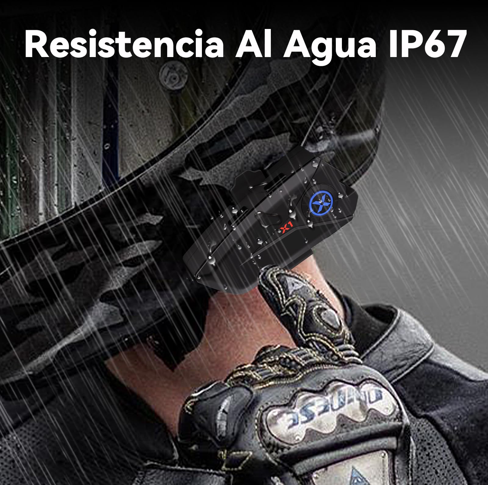X1 Auriculares Casco Moto Bluetooth con Música, 60h de Tiempo, IP67