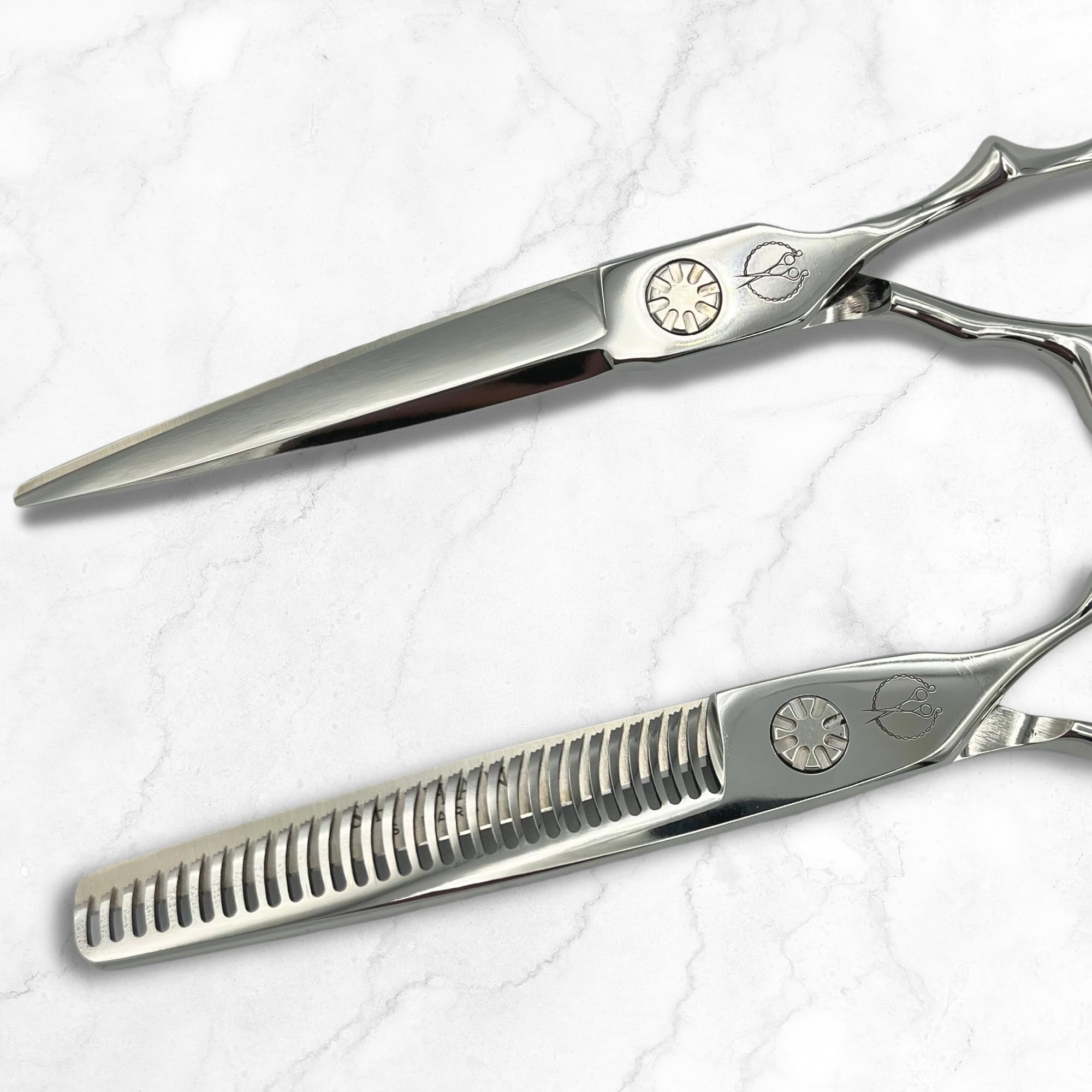 Shihan Shears Set of Professional Hair Cutting Scissors in VG-10 Japan Steel - Includes Hair Cutting Scissors, Thinning Shears and Leather Case - Heritage for Pro's (5.5 Inch)