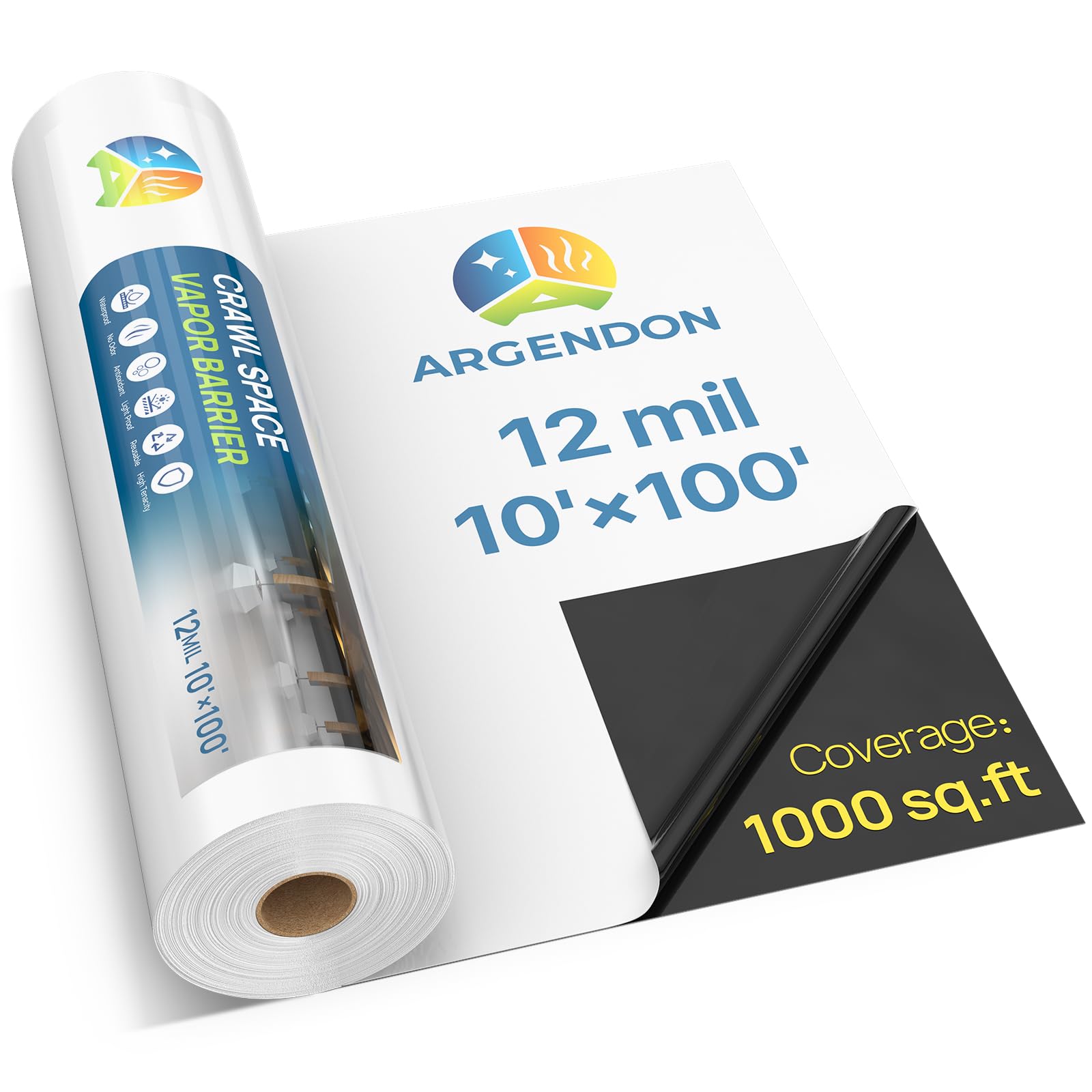 ARGENDON 12 Mil Vapor Barrier for Crawl Space, 10'x 100' Plastic Sheeting