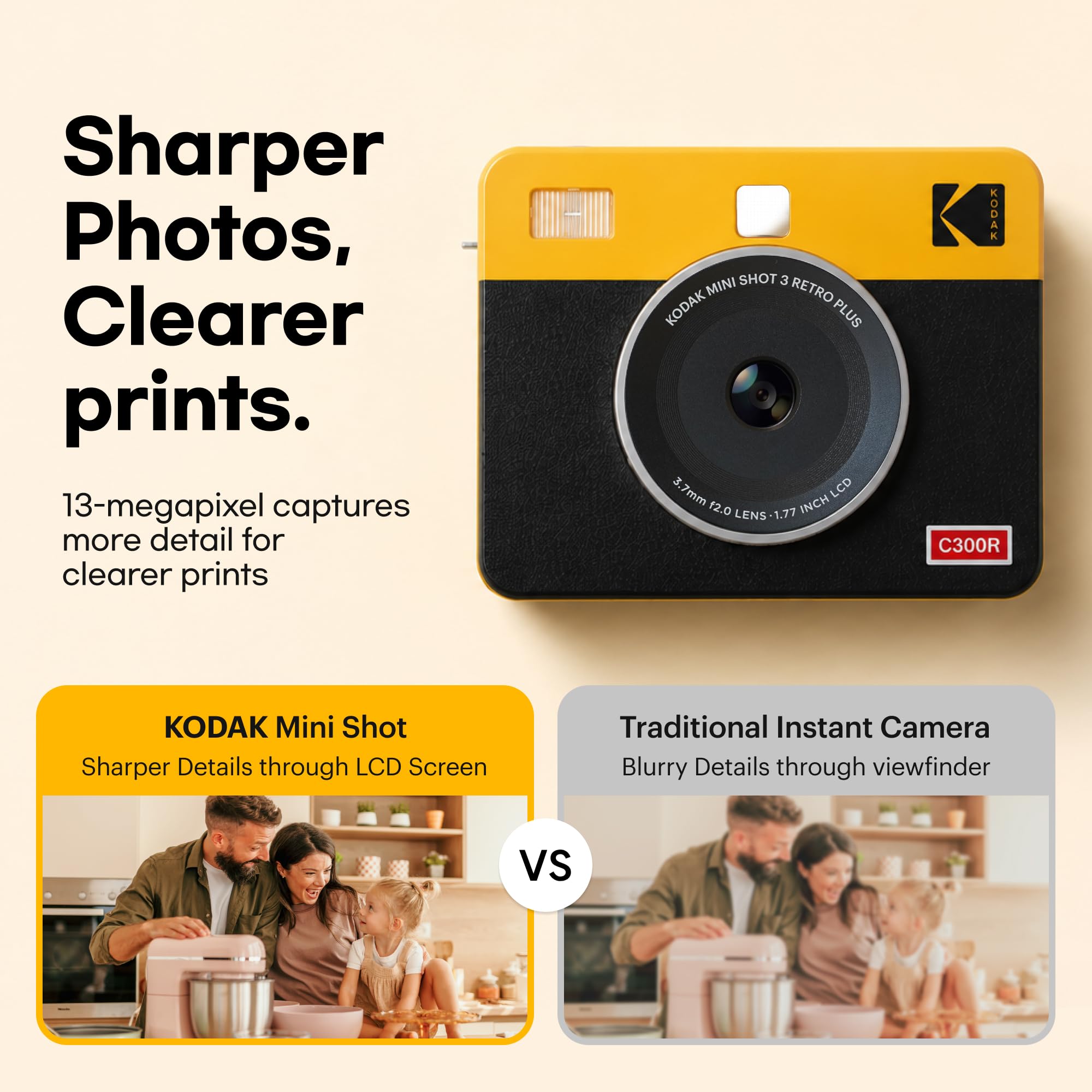KODAK Mini Shot 3 Retro 3x3 Instant Camera, Photo Printer, 38 Sheet, White — Amazon image 7