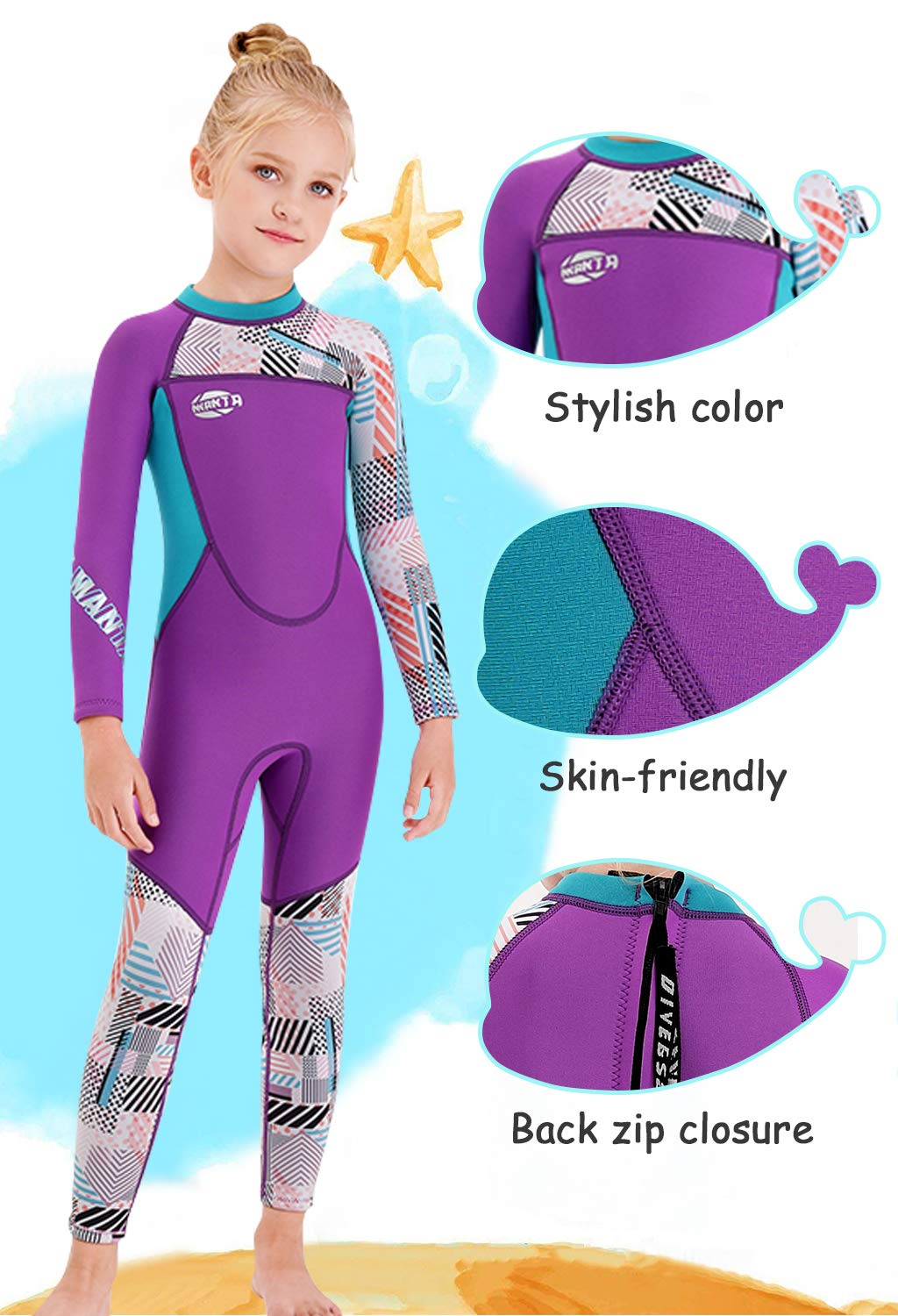 Gogokids Wetsuit Kids, 2.5mm Neoprene Thermal Wet Suits with UV Protection & Back Zipper - Image 3