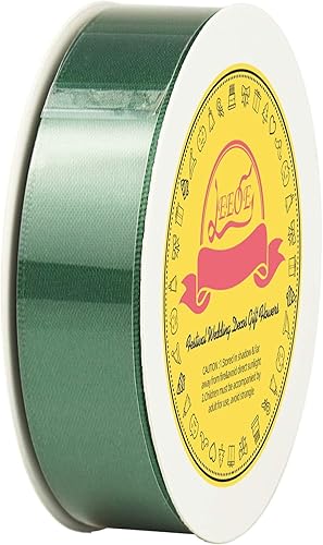 Miniatura 543 de Cinta de satén verde esmeralda de doble cara de 1-1/2 pulgadas x 50 yardas, cinta de poliéster verde esmeralda para envolver regalos, muy adecuada
