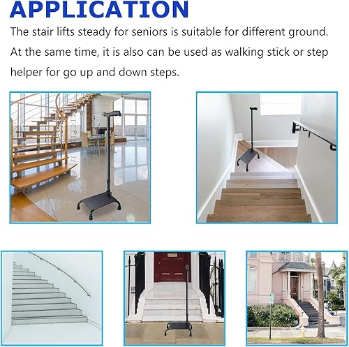 Miniatura 3 de Aliseniors Bastón de escalada ajustable para personas mayores, ayuda de asistencia para subir y bajar escaleras, bastones de estabilidad y movilidad