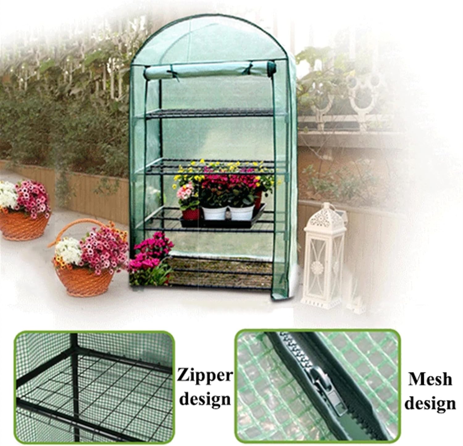 Reusable Greenhouse ,4-Tier Indoor Outdoor Sturdy Portable Shelves, with Roll-Up Zipper Door,Gardening Plant Flower Sunshine Room,for Garden/Patio/Backyard/Balcony ( Color : White )