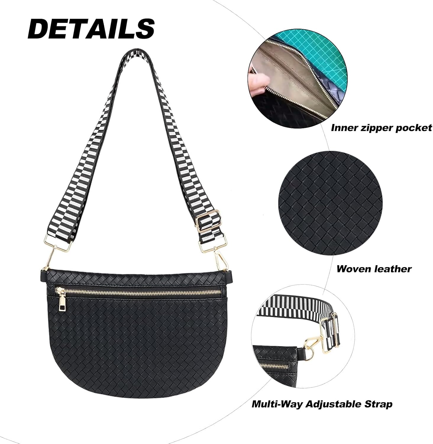 Women's Braided Shoulder Bag Weave Purse with Chain,Woven Crossbody Evening Small Handbag Satchel Clutch Evening Bag