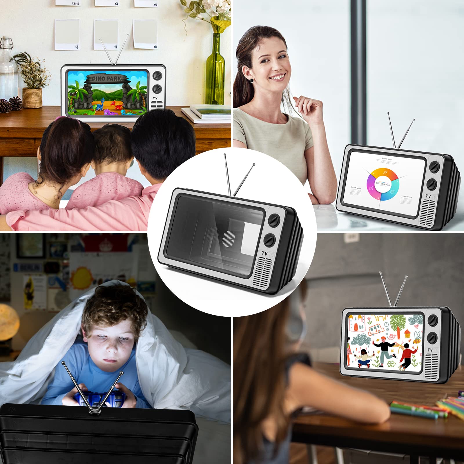 STEBRUAM Lupa ekranu 30.5 cm, cienki wzmacniacz do telefonu komórkowego 3D do oglądania filmów, składany ekran, powiększony stojak lustrzany, 4 razy 3D, do telefonu komórkowego (pomarańczowy)