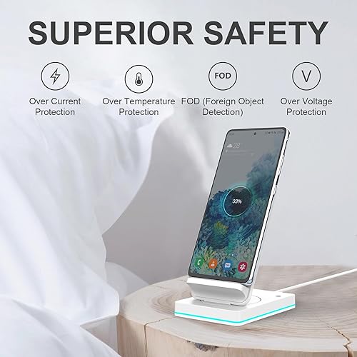 Miniatura 7 de Cargador inalámbrico, soporte de carga rápida de teléfono de 15 W para Samsung Galaxy S23 UltraS22Note 20Z Flip 54Z Fold 54, cargador Qi giratorio