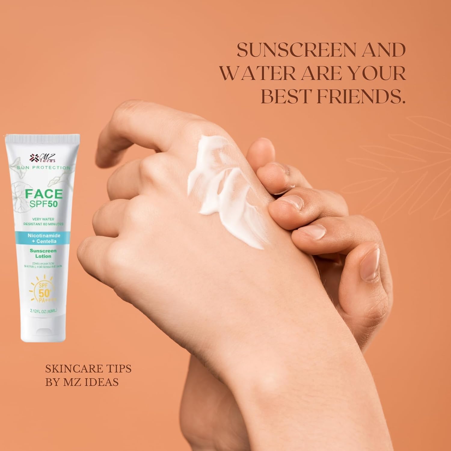 Face Sunscreen SPF 50 PA+++,Very Water Resistant 80 Minutes, with Niacinamide, Centella, 72H Hydration for sensative skin, 2.12 fl oz - Image 4