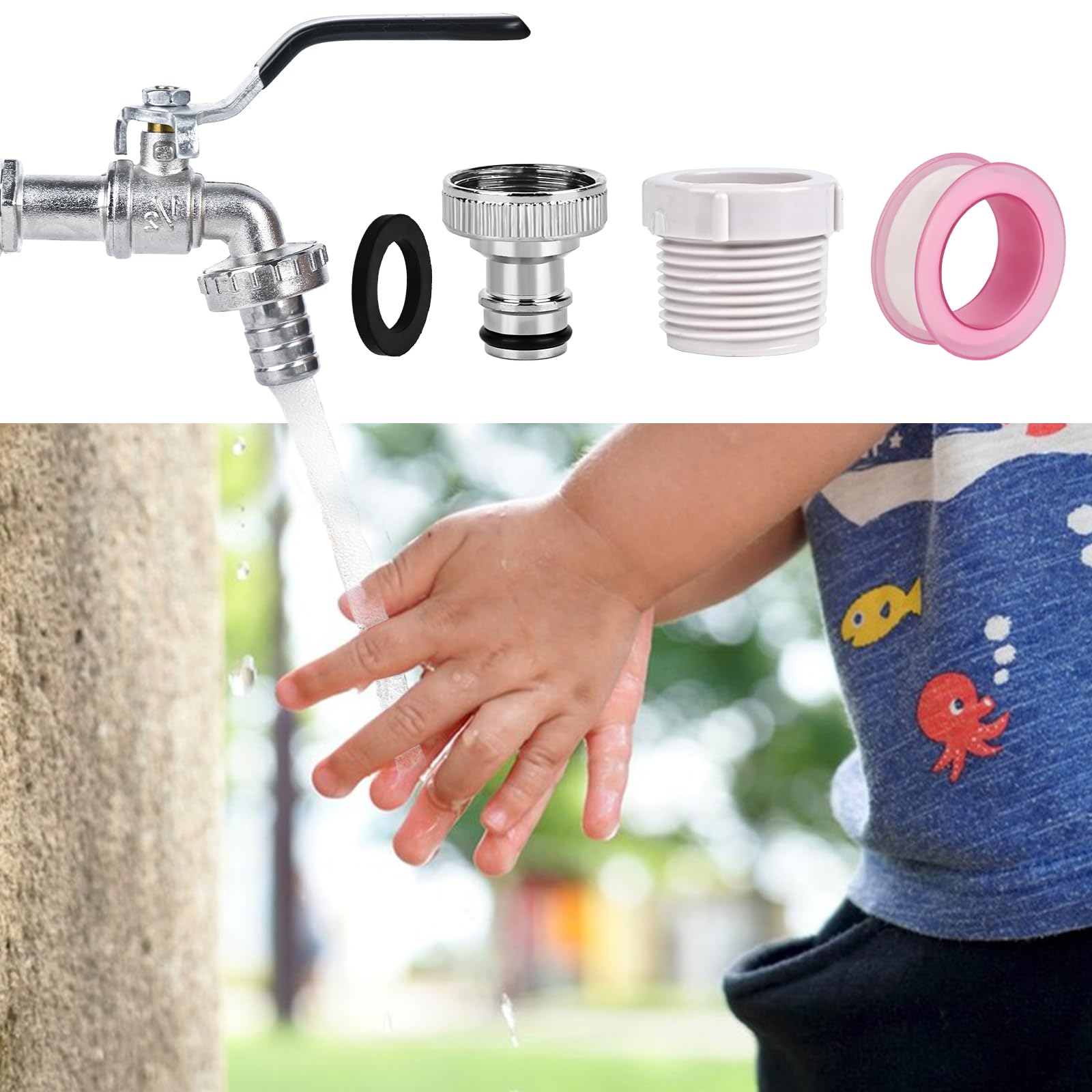 Robinet Jardin Laiton 1/2 Anti-Gel Anti-Rouille Avec Raccords Et Ruban PTFE - Robinet Extérieur Robuste