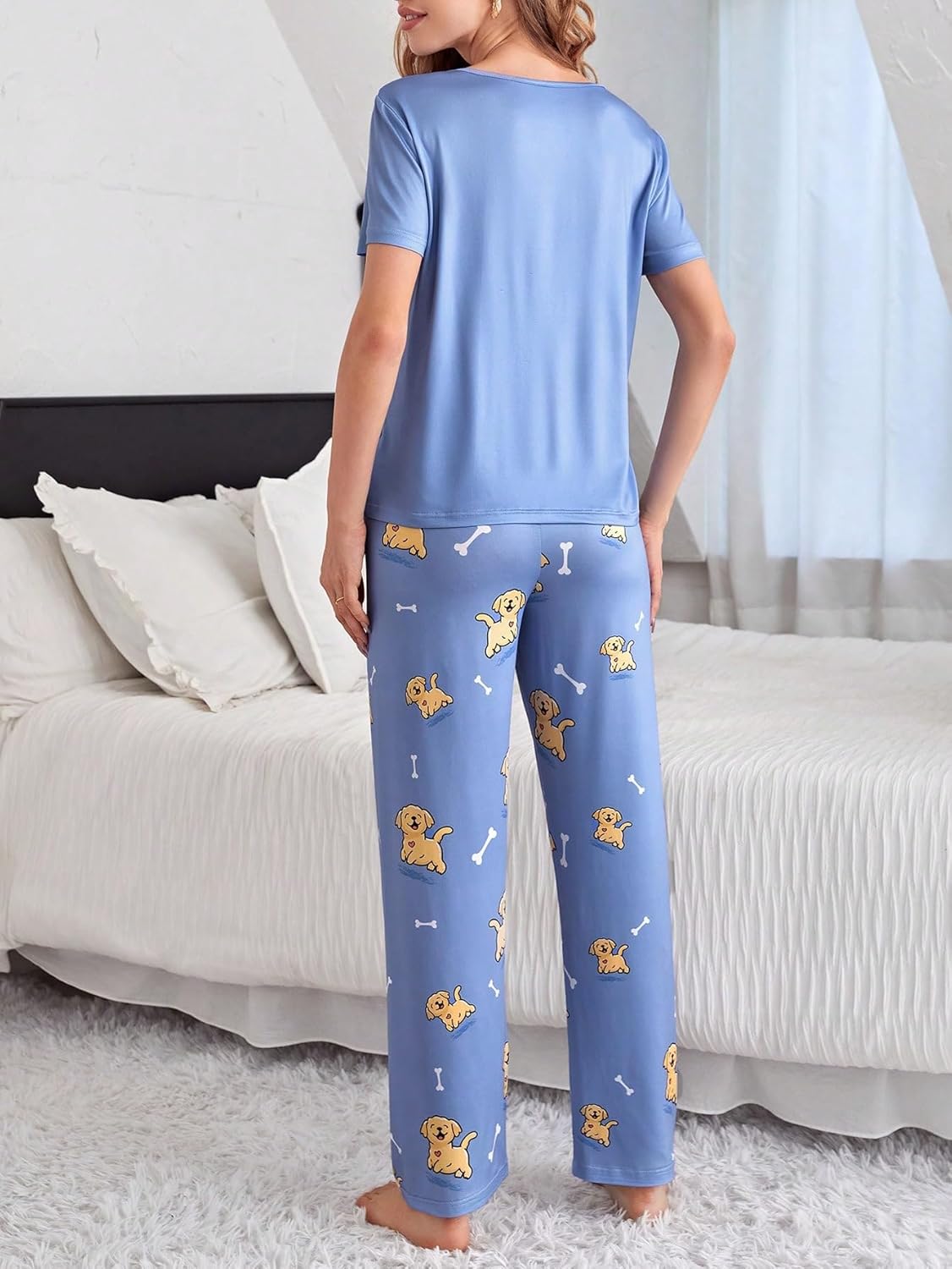 Floerns Women's Cute Sleepwear Long Sleeve Top and Pants Two Piece Pajama Sets - Image 2