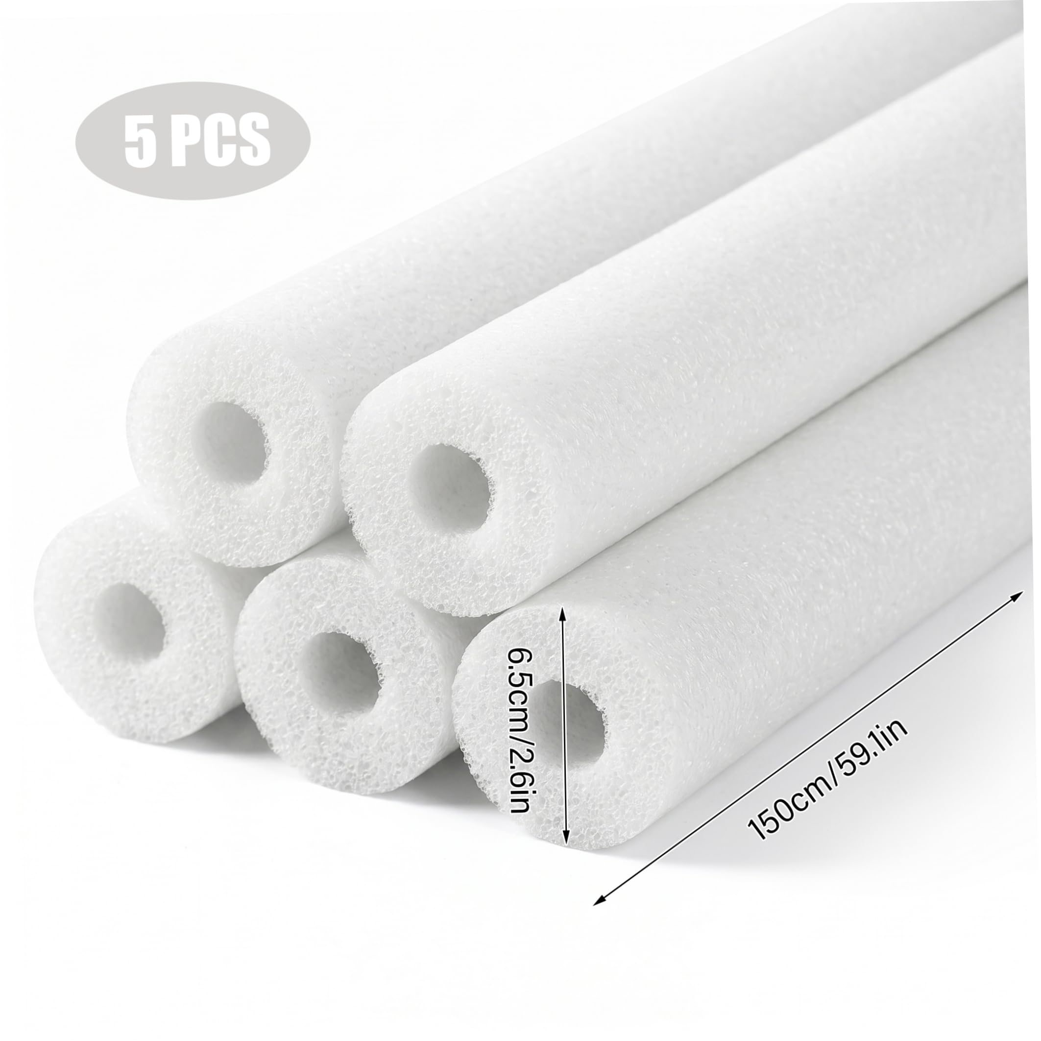 Jumbo Poolnudeln, Hohlschaum, Schwarz, 150 cm, 5 Stück | Weicher, kratzfester Schaumstoff, sicher für Kinder, ideal für Pool-Partys
