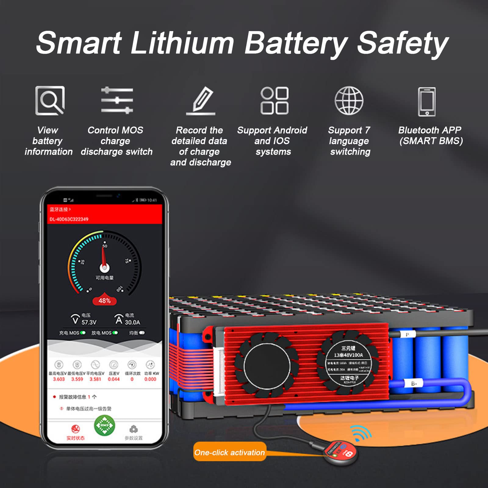 Inteligentny BMS, z Modułem Bluetooth, Obsługą Aktywnego Balansu, Funkcją UART, RS485 i CAN, Trójskładnikowa Płytka do Zarządzania Baterią Litową PCB Płytka Zabezpieczająca Baterię,17S 60V-80A