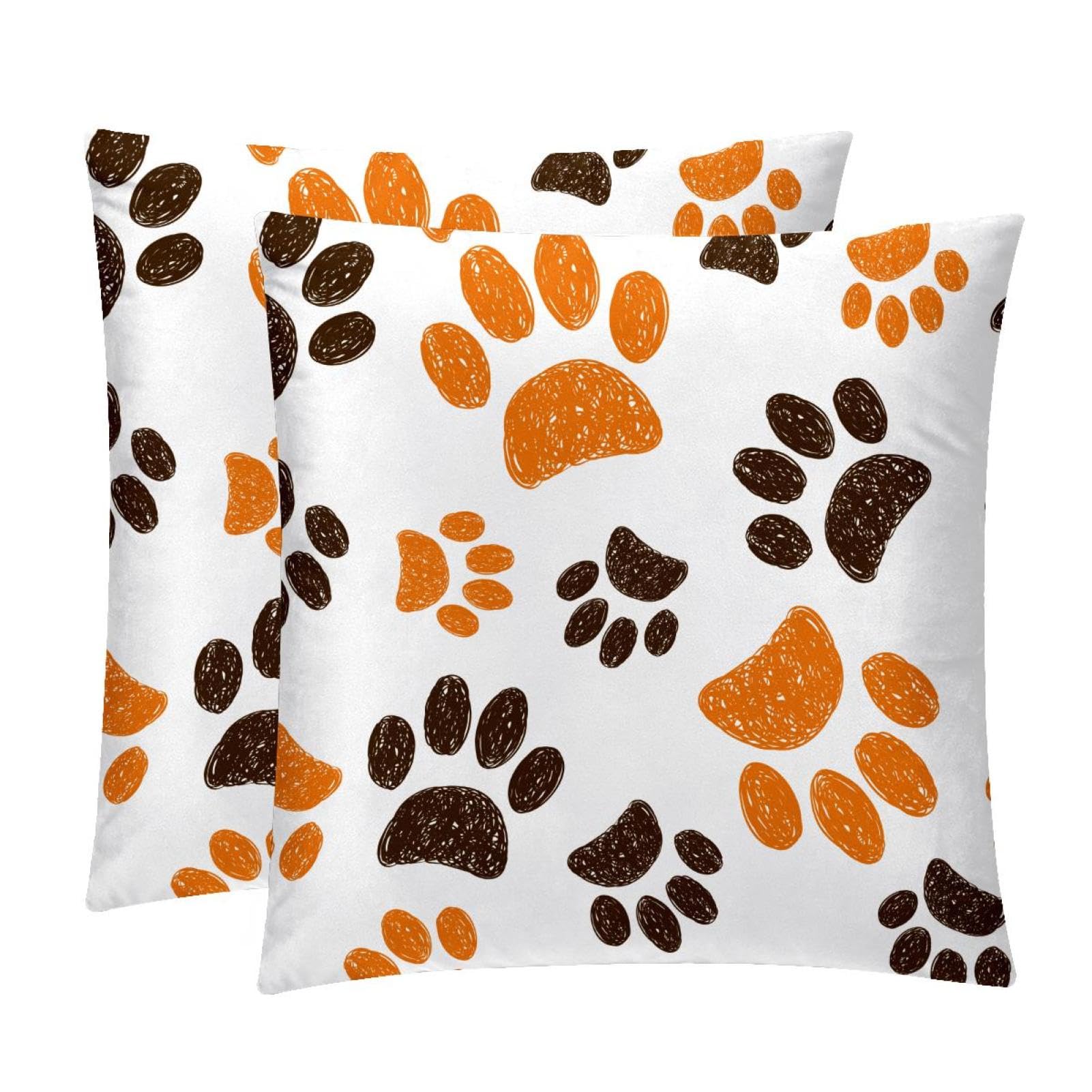 TDGKPZ Paw Throw Pillow Covers 2 Pack Pillowcases Soft Cozy Pillow Cases For Couch Bed Sofa 45x45cm