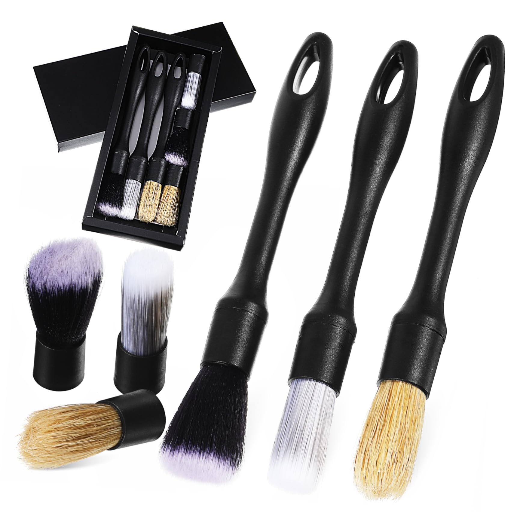 Mikinona 1 Set Car Detailing Kit Interior Car Cleaning Brush Set Auto Interior Cleaning Kit with Replacement Brush Heads