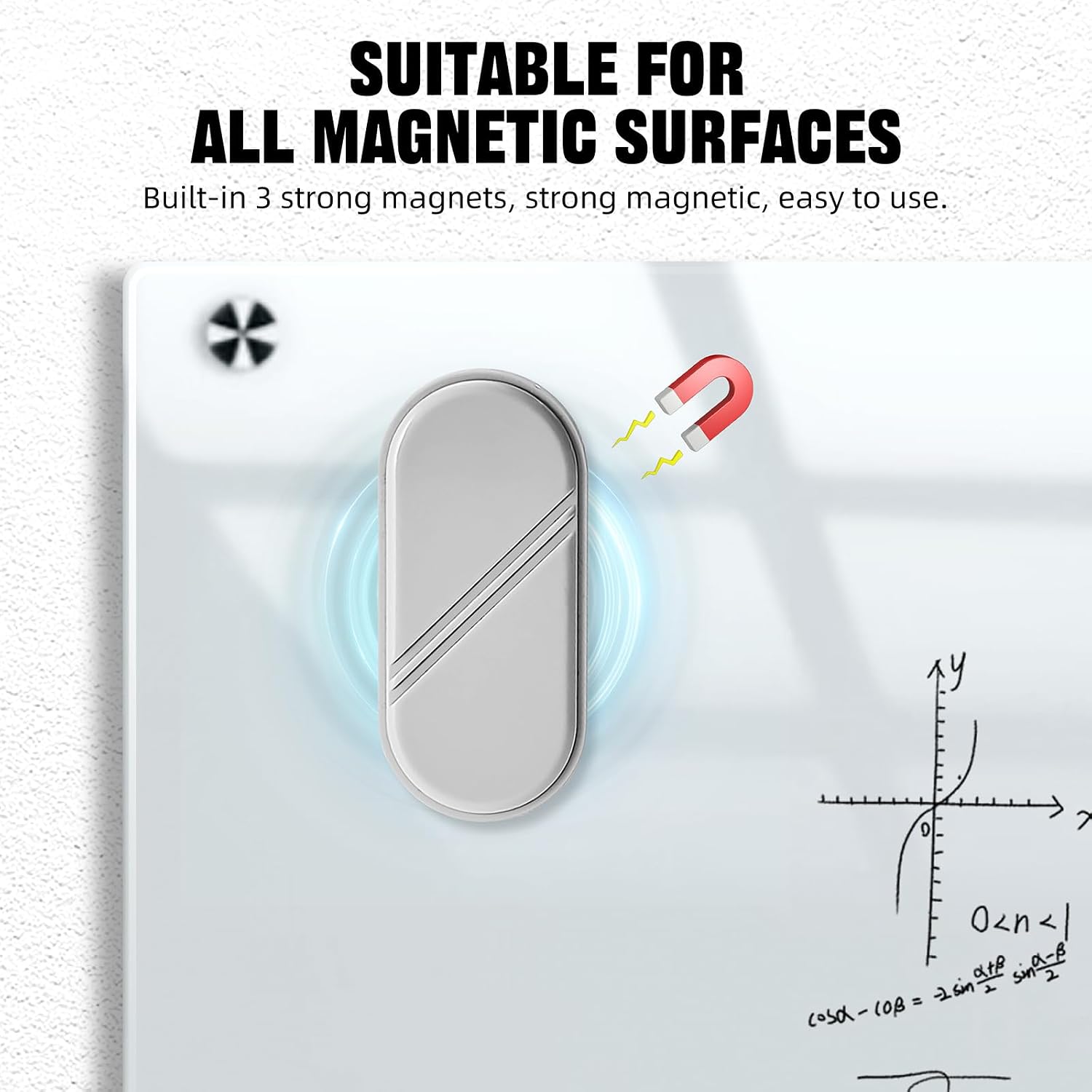 Dry Erase Board Eraser, Magnetic Detachable Whiteboard Eraser 4-Pack, White Board Erasers for Classroom, Glass Board Cleaner, Dry Erase Marker Eraser for Office School Home (Gray) image 5