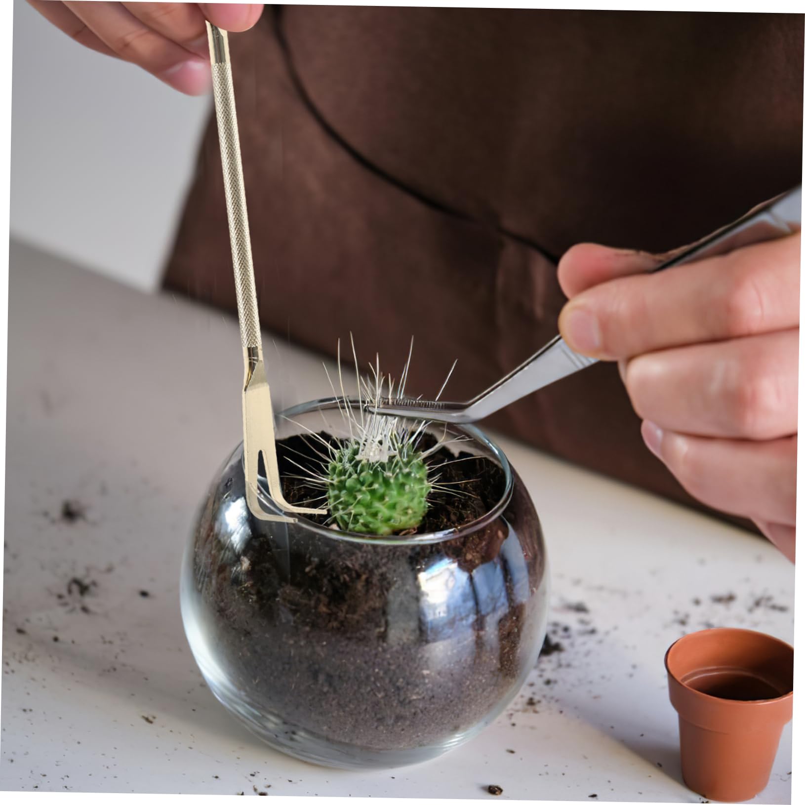 Abaodam 4 Piezas Rastrillo de Bonsai Inoxidable para Jardinería Herramienta Multifuncional para Plantas Macetas Diseño Ergonómico y Acabado para Entusiastas y Profesionales