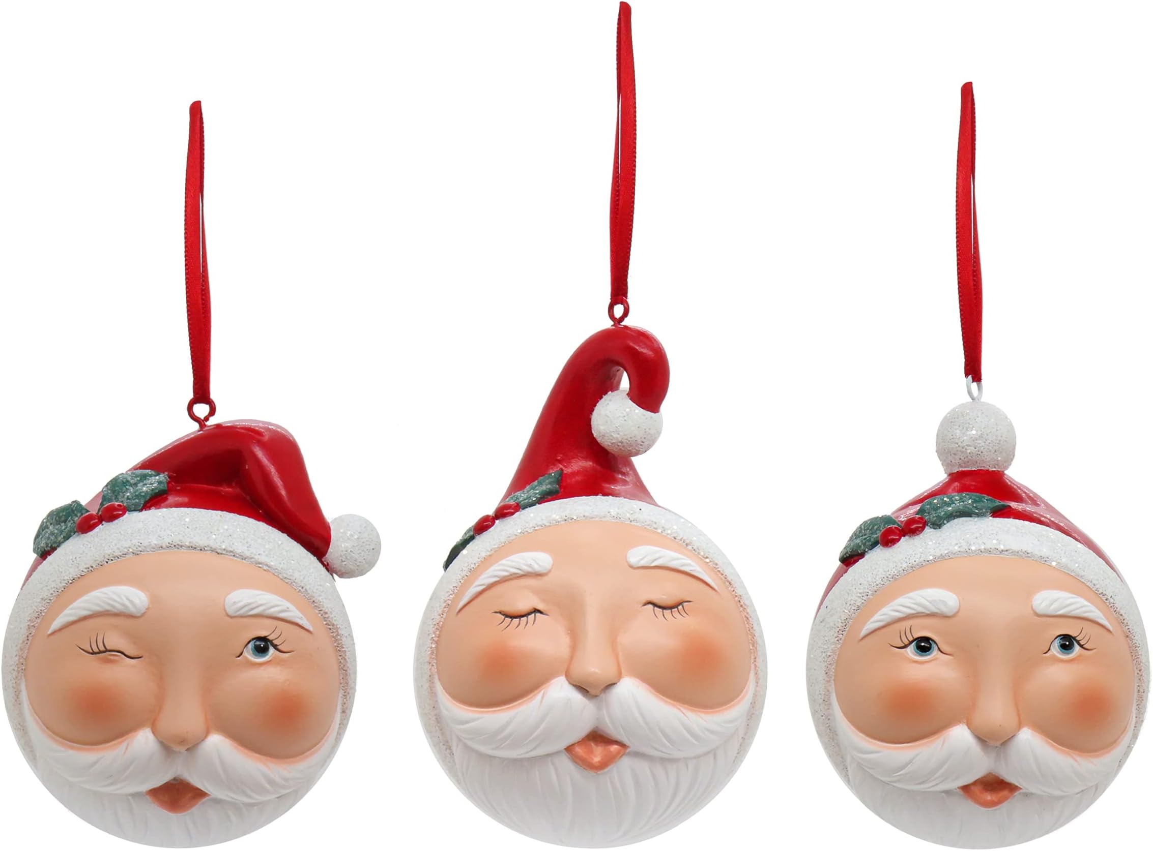 HGTV Home Collection 3 Whimsical Santa Ornaments, 4in