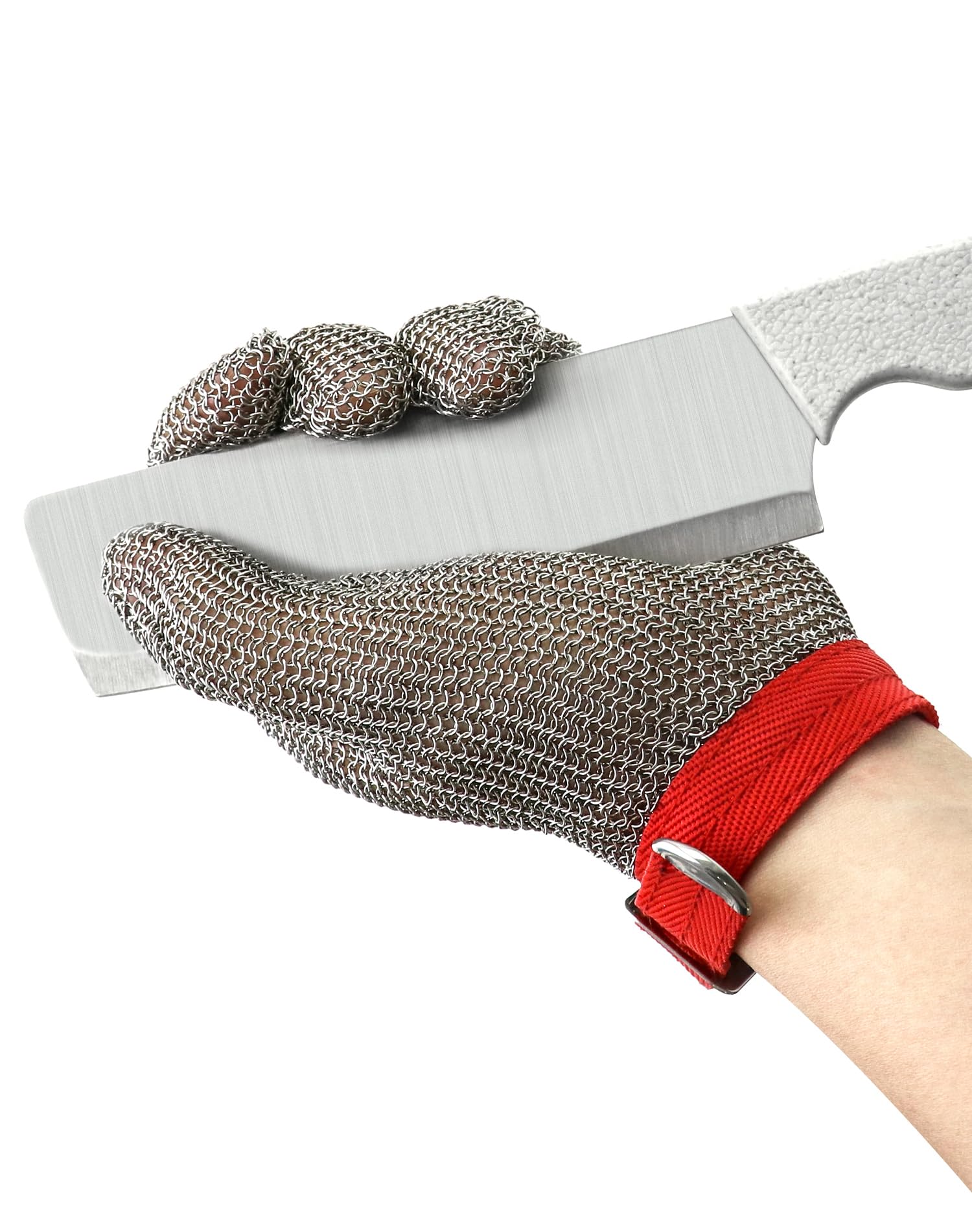 QWORK® Guante Resistente a Cortes para Tareas de Cocina y Uso Laboral - Acero Inoxidable 316L - Guante de Seguridad para Cocina, Jardín y Carpintería (M, 1 pieza)