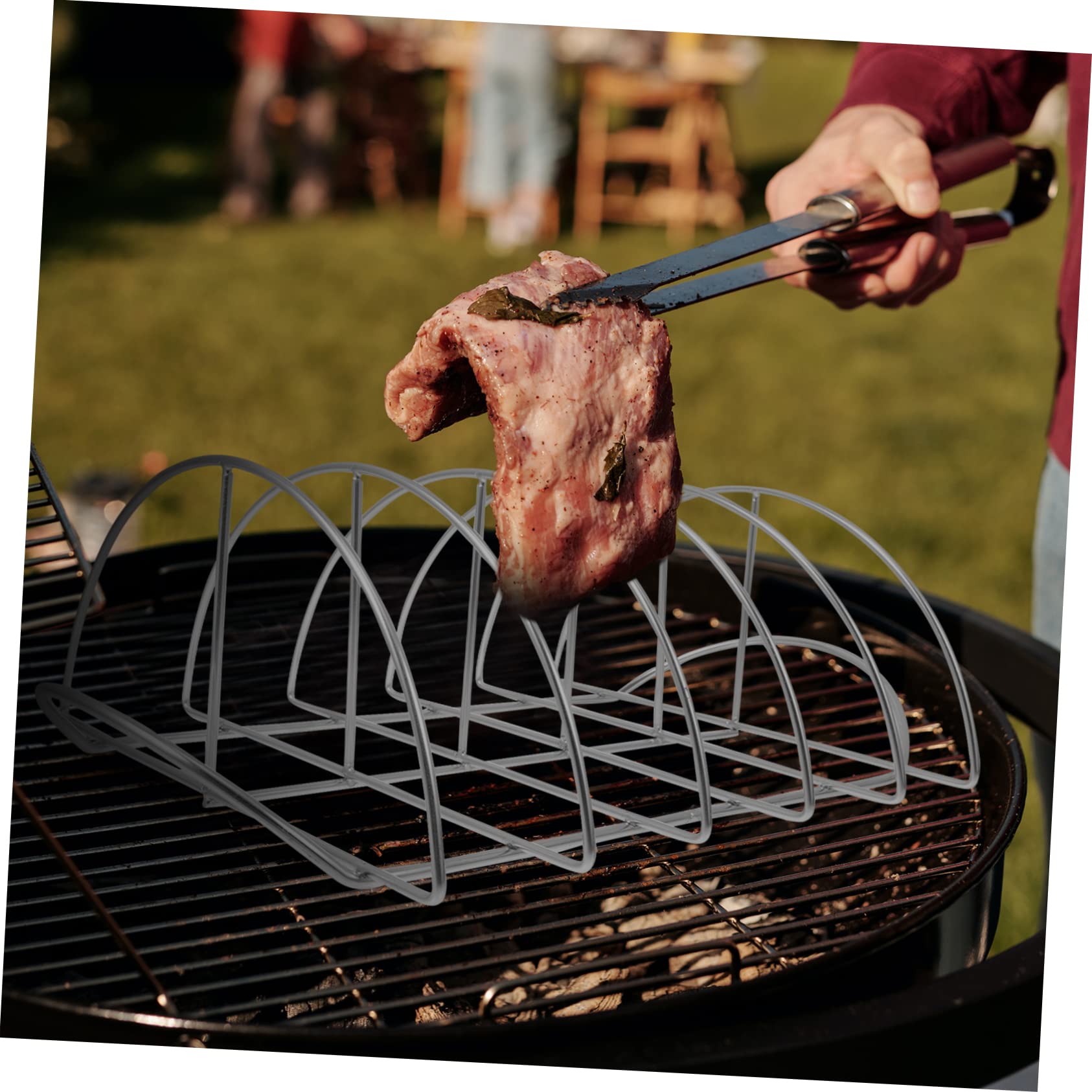 Supporto per Costine in Acciaio Inossidabile Robusto Assorbimento Rapido del Calore, Portatile per Barbecue all Aperto e Picnic in Casa