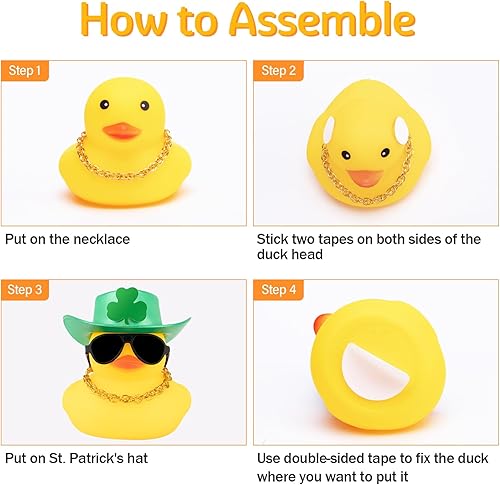 Miniatura 3 de wonuu Pato de goma decoraciones del día de San Patricio regalos de fiesta del día de San Patricio, suministros de pato, sombrero de tréboles verdes