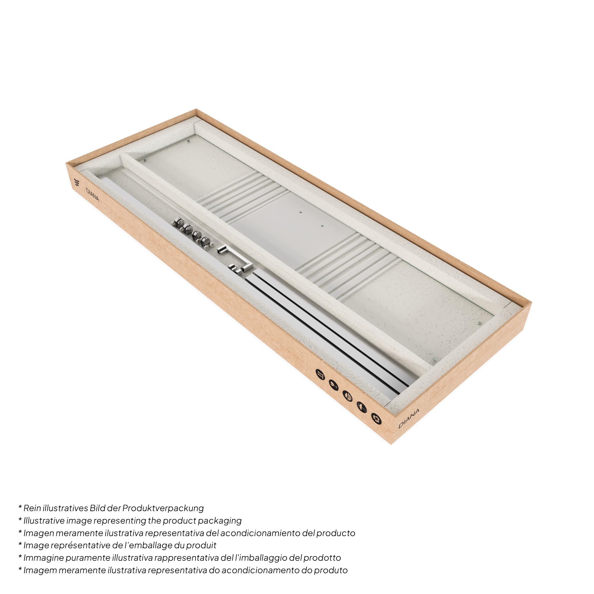 Mampara de Ducha Diana 90x90x185cm | REVERSIBLE | Puerta corredera, Ajuste 87,5-89,5 x 87,5-89,5cm | Perfiles Cromados, Cristal Parcialmente satinado 6mm