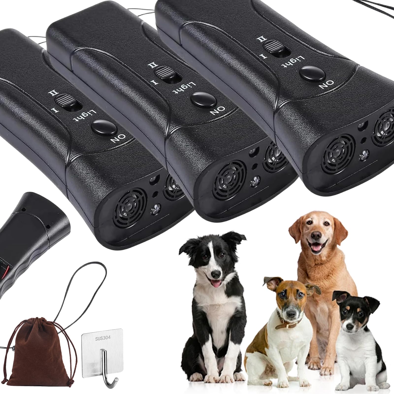 2026 New Petgentle Dog Trainer, Pet Gentle Anti Barking Device For Dogs, Anti Barking Device With Led Flashlight, Safe & Effective Bark Silencer For All Dog Breeds, Indoor & Outdoor Use (3PCS)