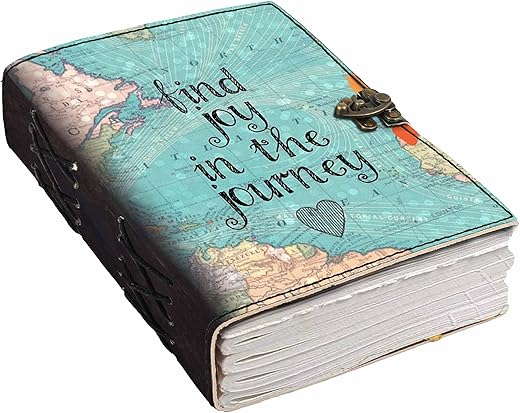 DI-KRAFT Leather Find Joy In The Journey Printed Blank Pages Journal Diary For Personal & Office Use Planner Blank Diary (7 X 5 Inch), 200 Pages