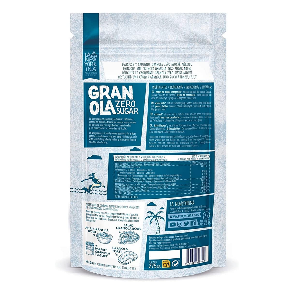 La Newyorkina | Granola Zero Sucre (275g) | Céréales & Granolas | Délicieux, croustillants, sans sucres