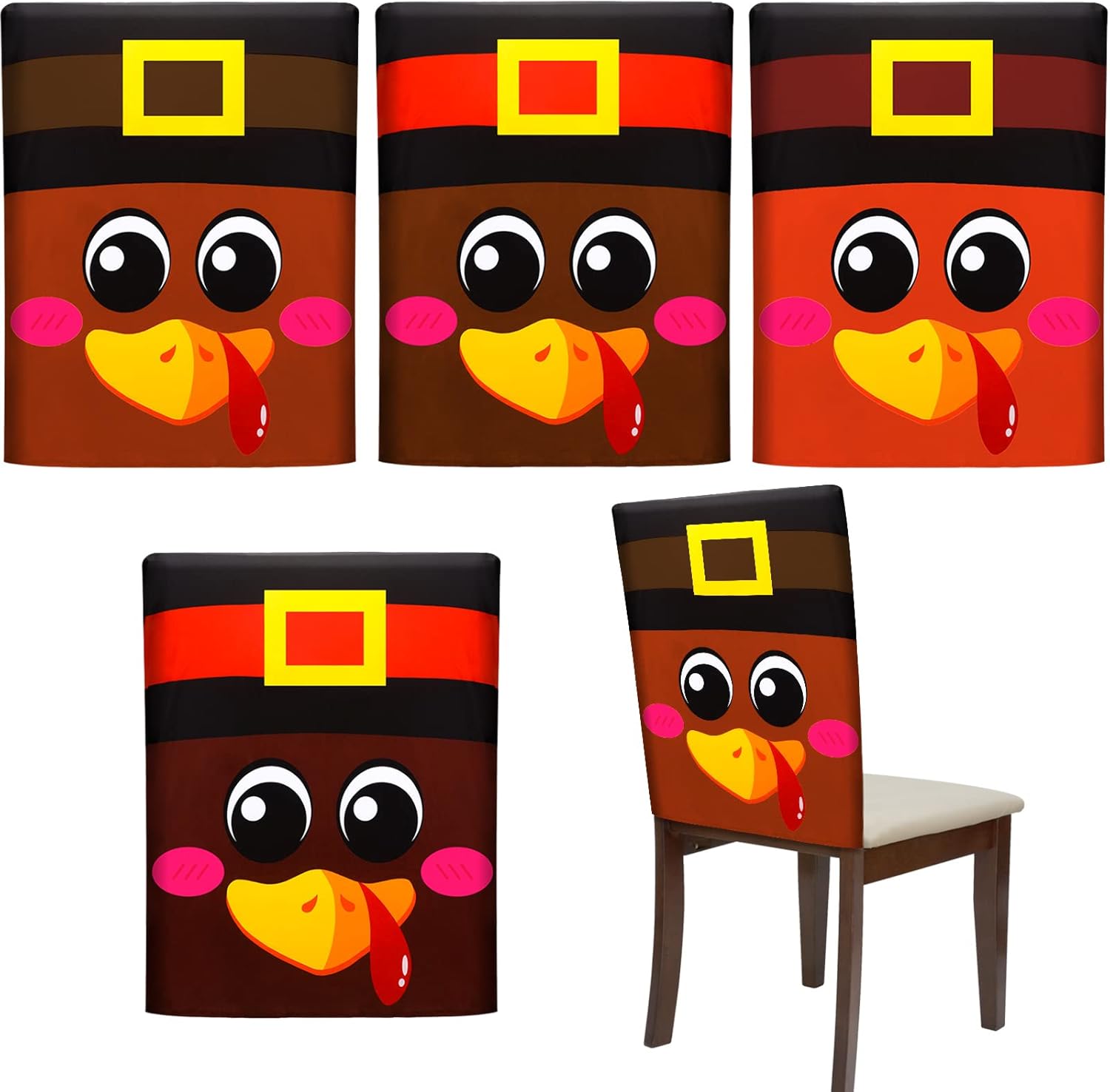 4 Pcs Thanksgiving Chair Covers Holiday Turkey Dining Chair