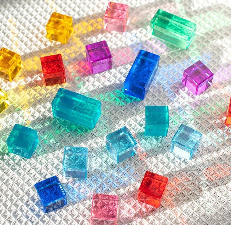 [Vailaipupy]【モンテッソーリ知育玩具】アクティキューブ アクリル透明積み木 １歳２歳用 色彩認知トレーニング・左右脳バラ