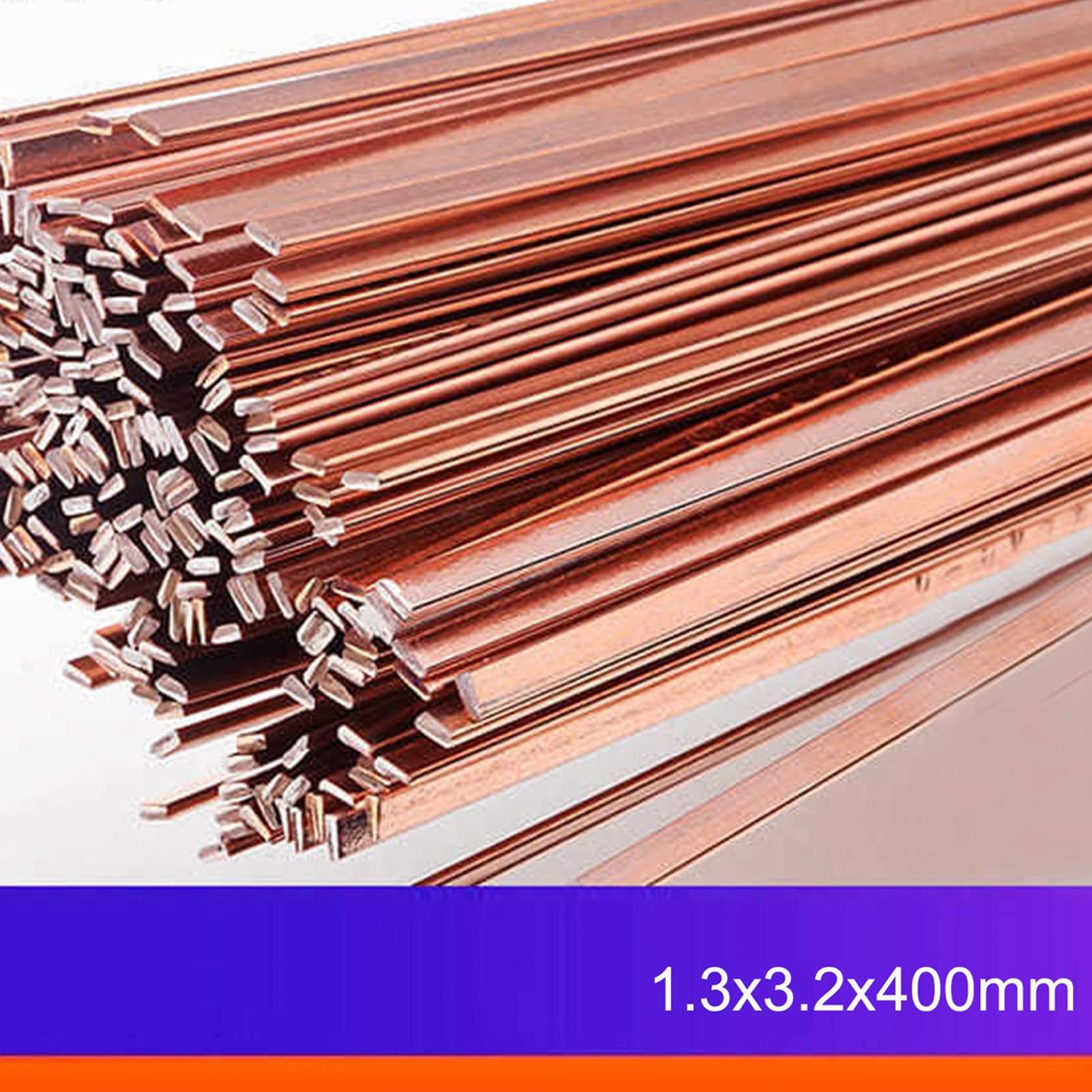 Alambre de Soldadura Electrodo Cubierto de latón Varillas de Soldadura Planas de Baja Temperatura, Alambre for soldar electrodos de Cobre, 10 Uds., 1,3x3,2x400mm