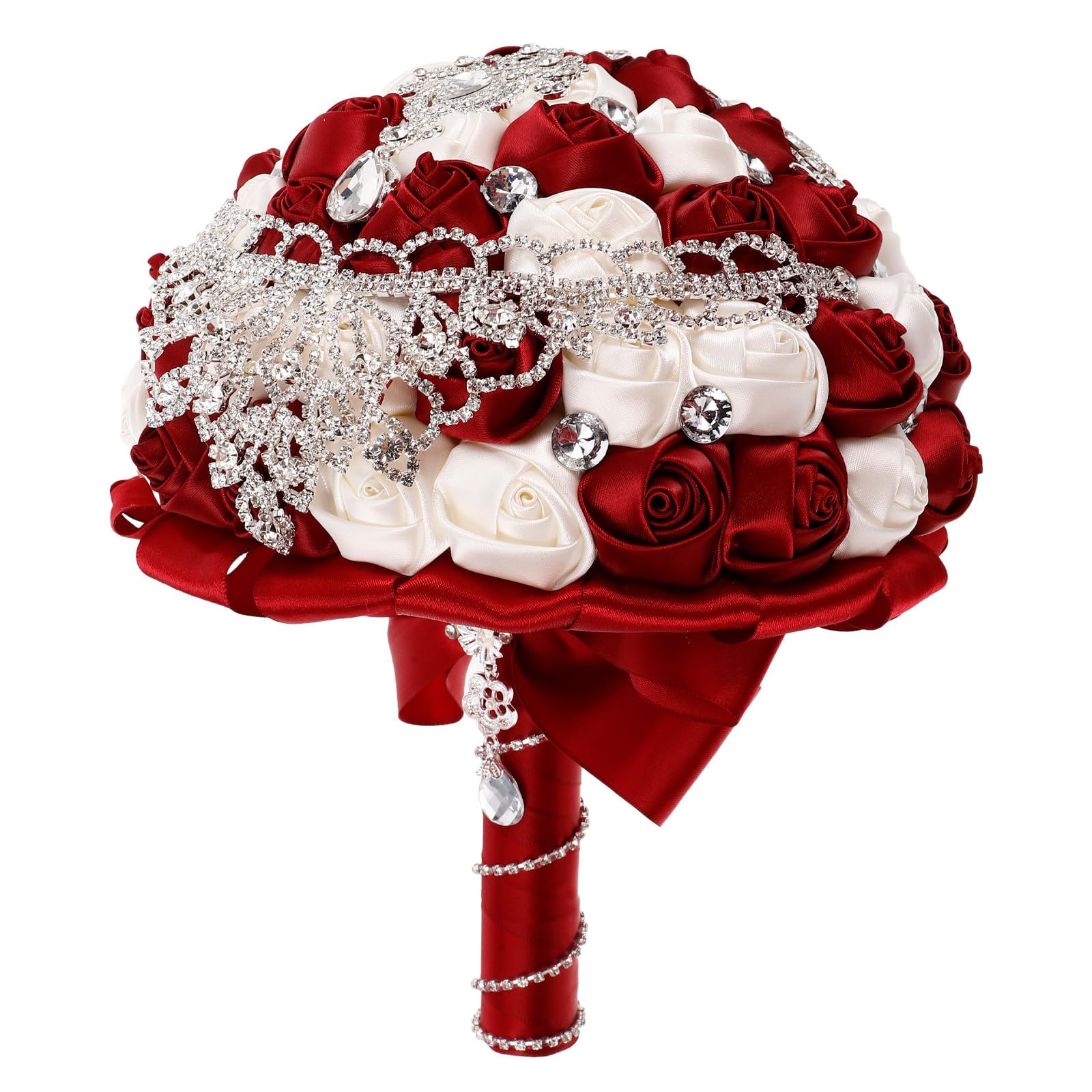 jojofuny Bouquet da Sposa e Damigella Rose Artificiali, Strass