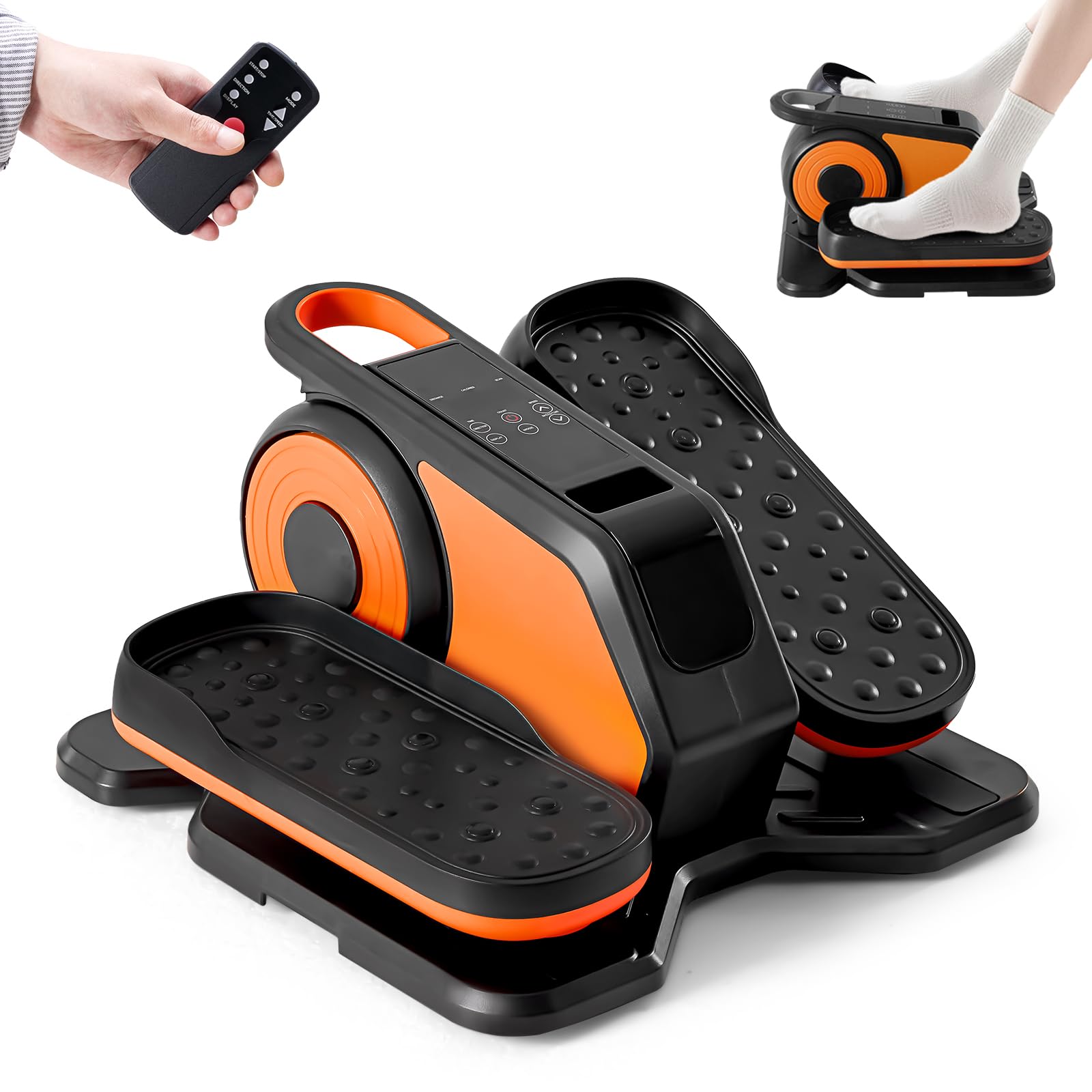 OLIXIS Under-Desk Elliptical Machine, Black/Orange