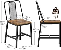 Vista 3 de Dining Chairs Set of 4, Wooden Kitchen Chairs, Farmhouse Dining Chairs with Back Support, for Living Room, Kitchen, Rustic Brown and Black CY01L4BRN1