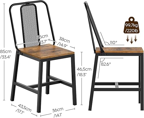 Miniatura 3 de CY01L4BRN1 - Juego de 4 sillas de comedor de madera, sillas de comedor de granja con soporte trasero, para sala de estar, cocina, marrón rústico y